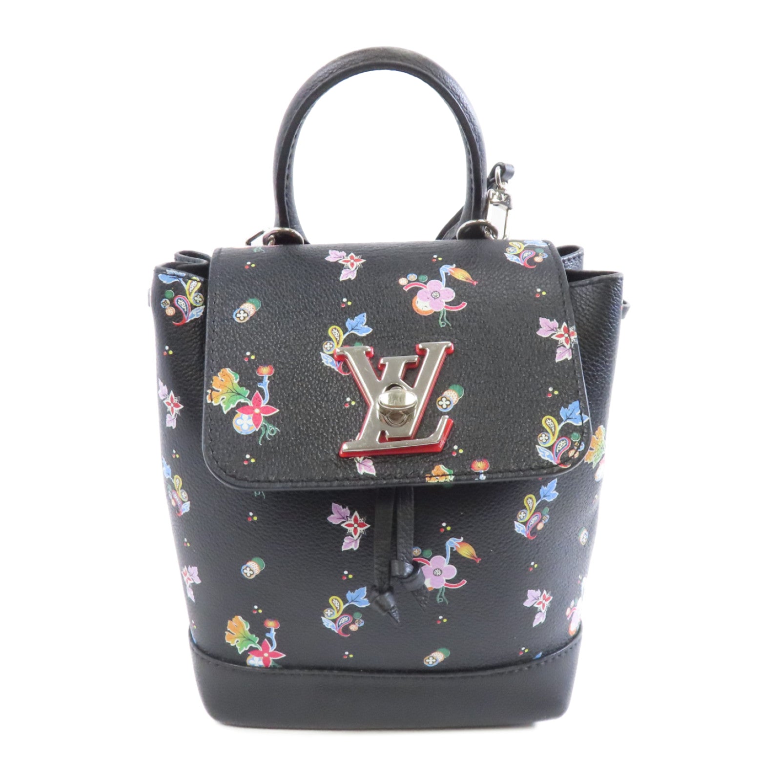 LOUIS VUITTON 牛皮皮革Lock Me Backpack Mini銀扣背包背包