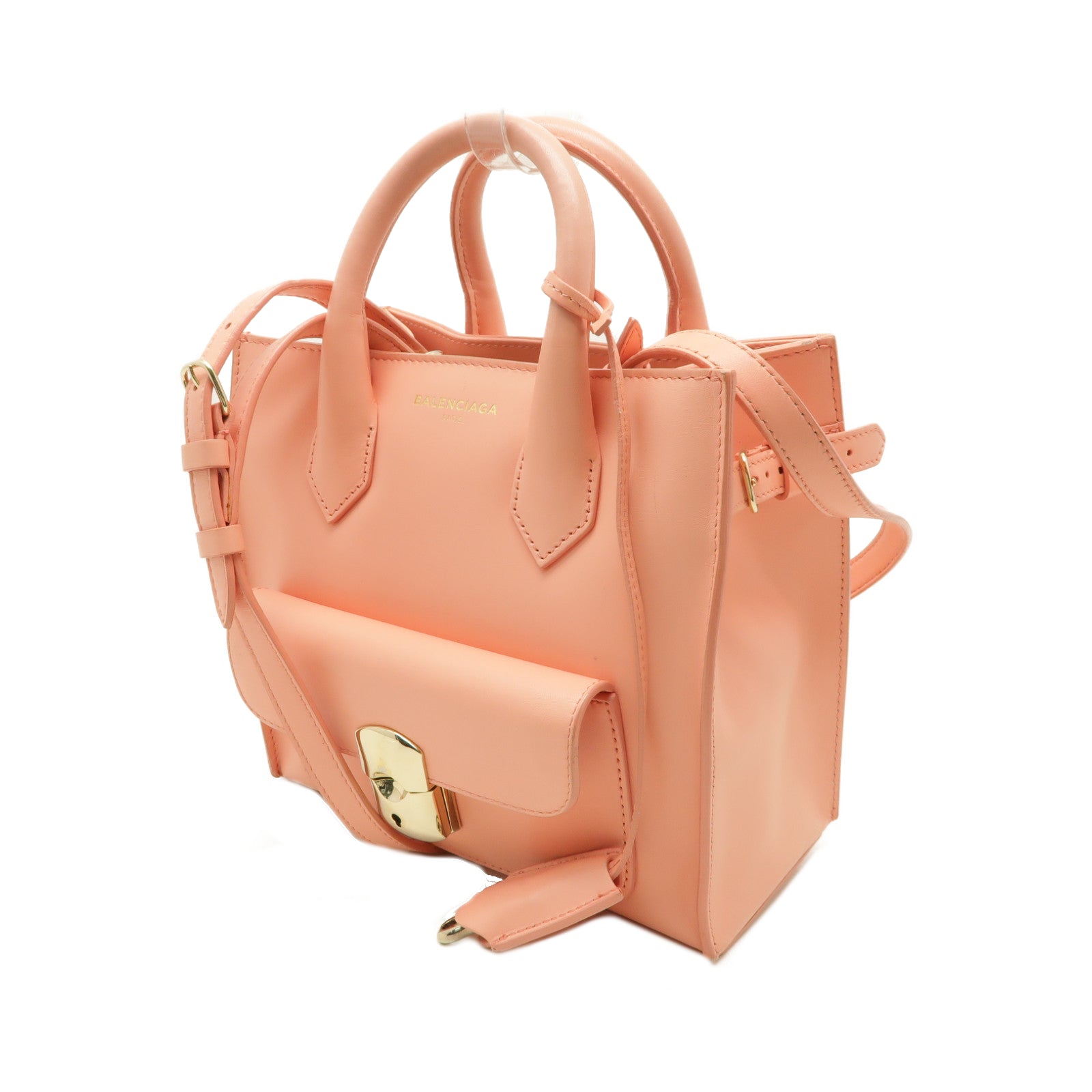 BALENCIAGA 【激減優惠】牛皮皮革Mini Padlock All Afternoon金扣手挽肩背兩用袋粉紅色
