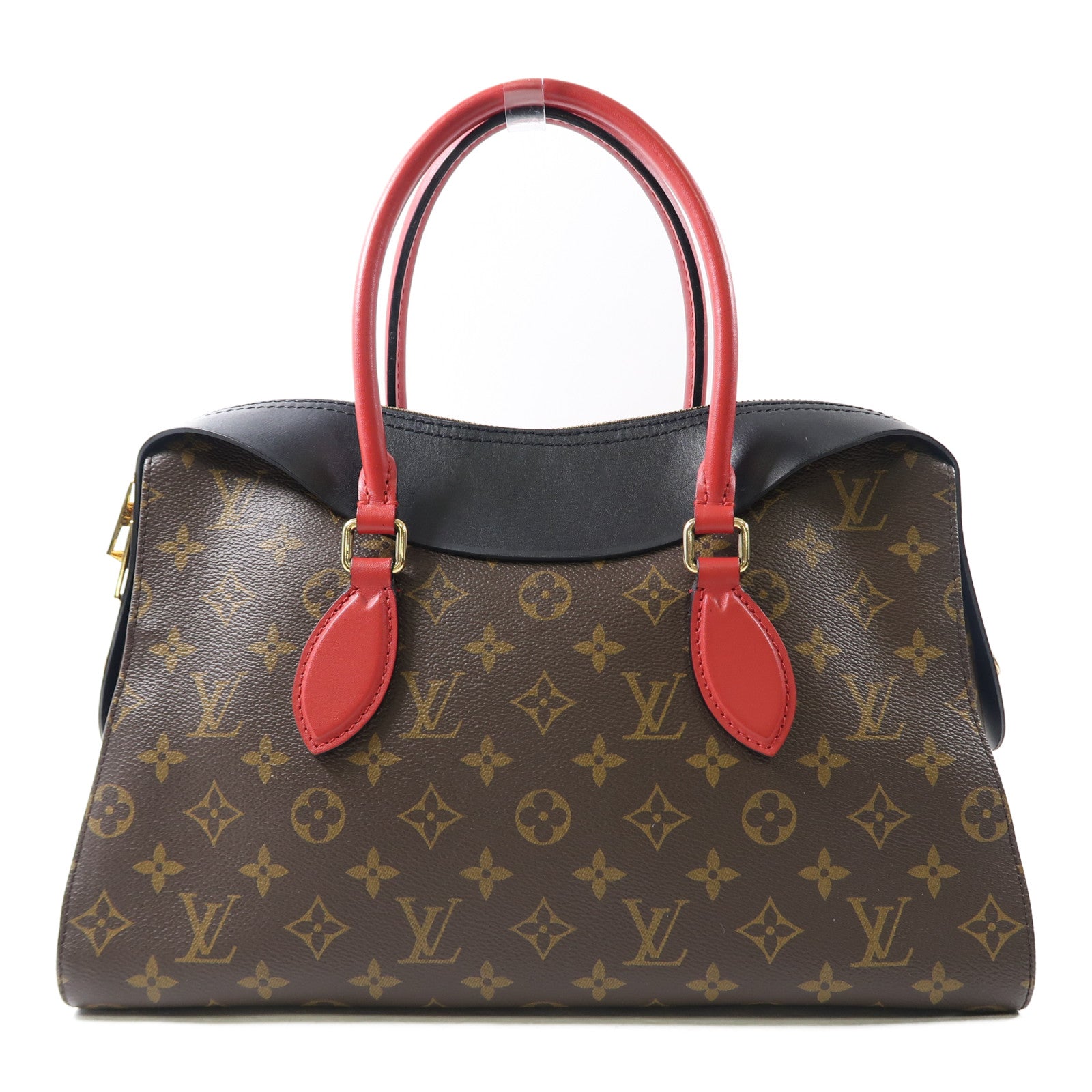 LOUIS VUITTON Monogram Tuileries金扣手挽肩背兩用袋啡色/紅色