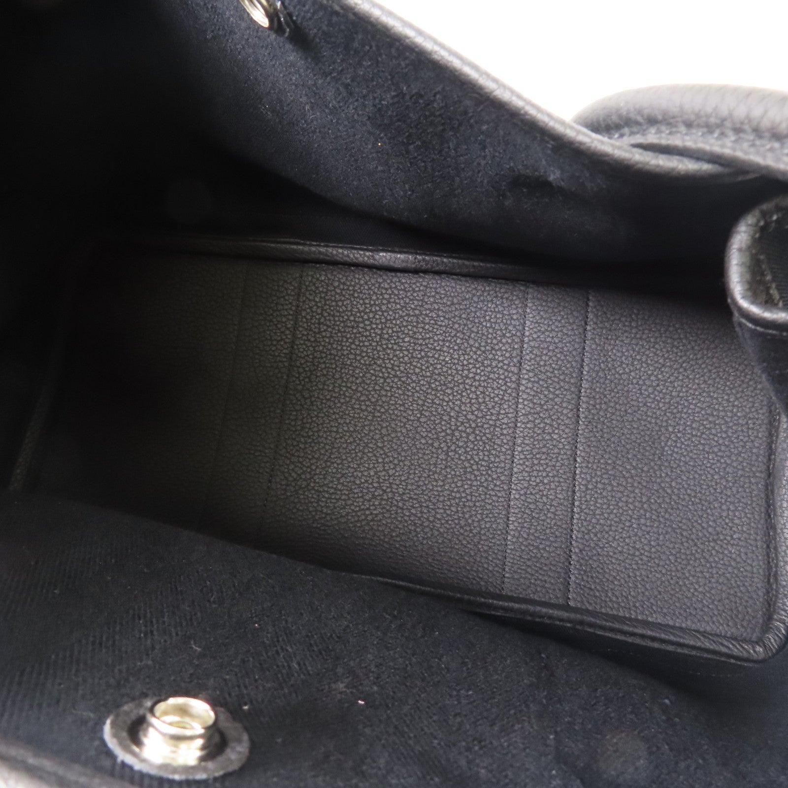 HERMES 帆布/皮革Garden Party PM銀扣手挽袋89 Noir/經典黑