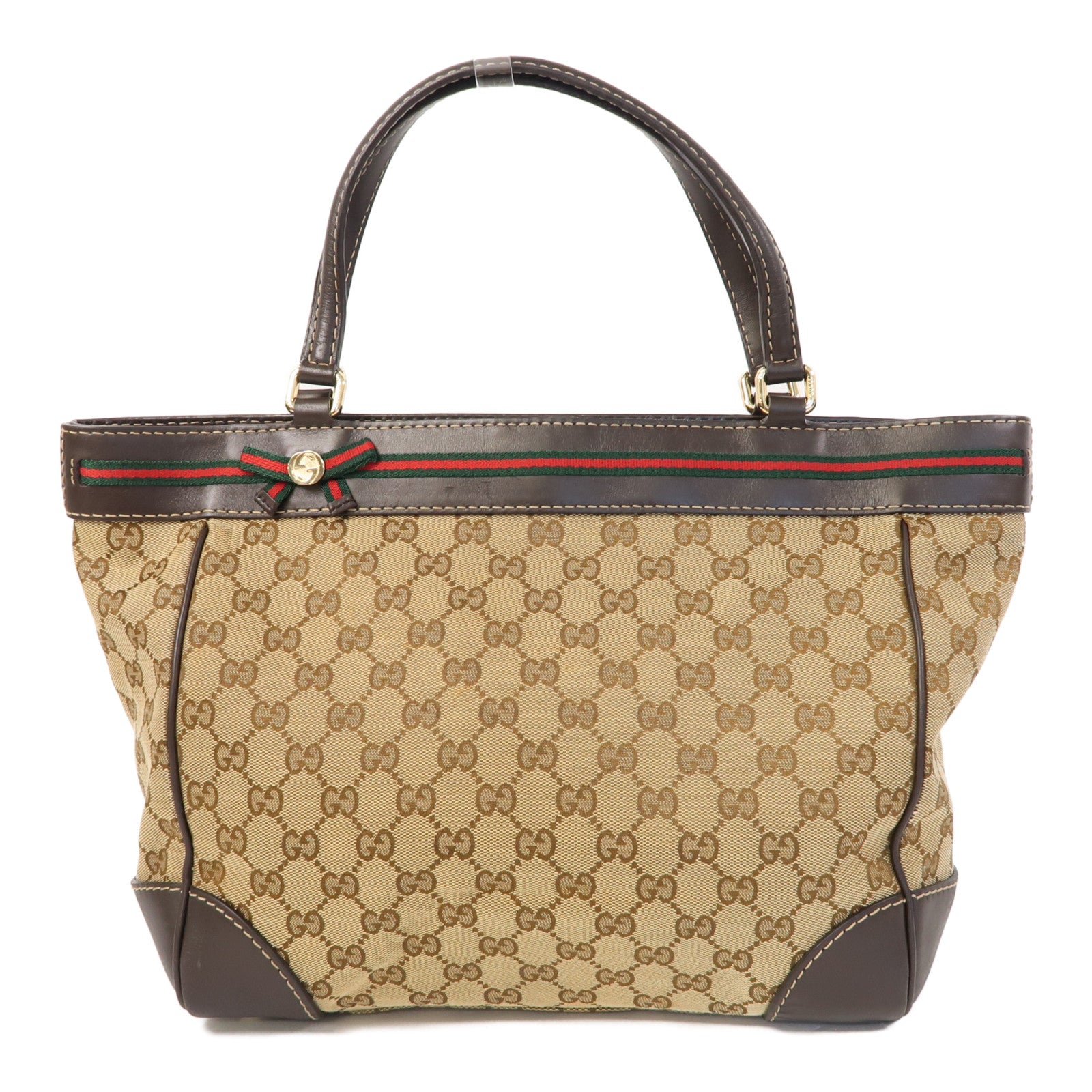 GUCCI 帆布Gucci Tote Bag金扣手挽袋啡色