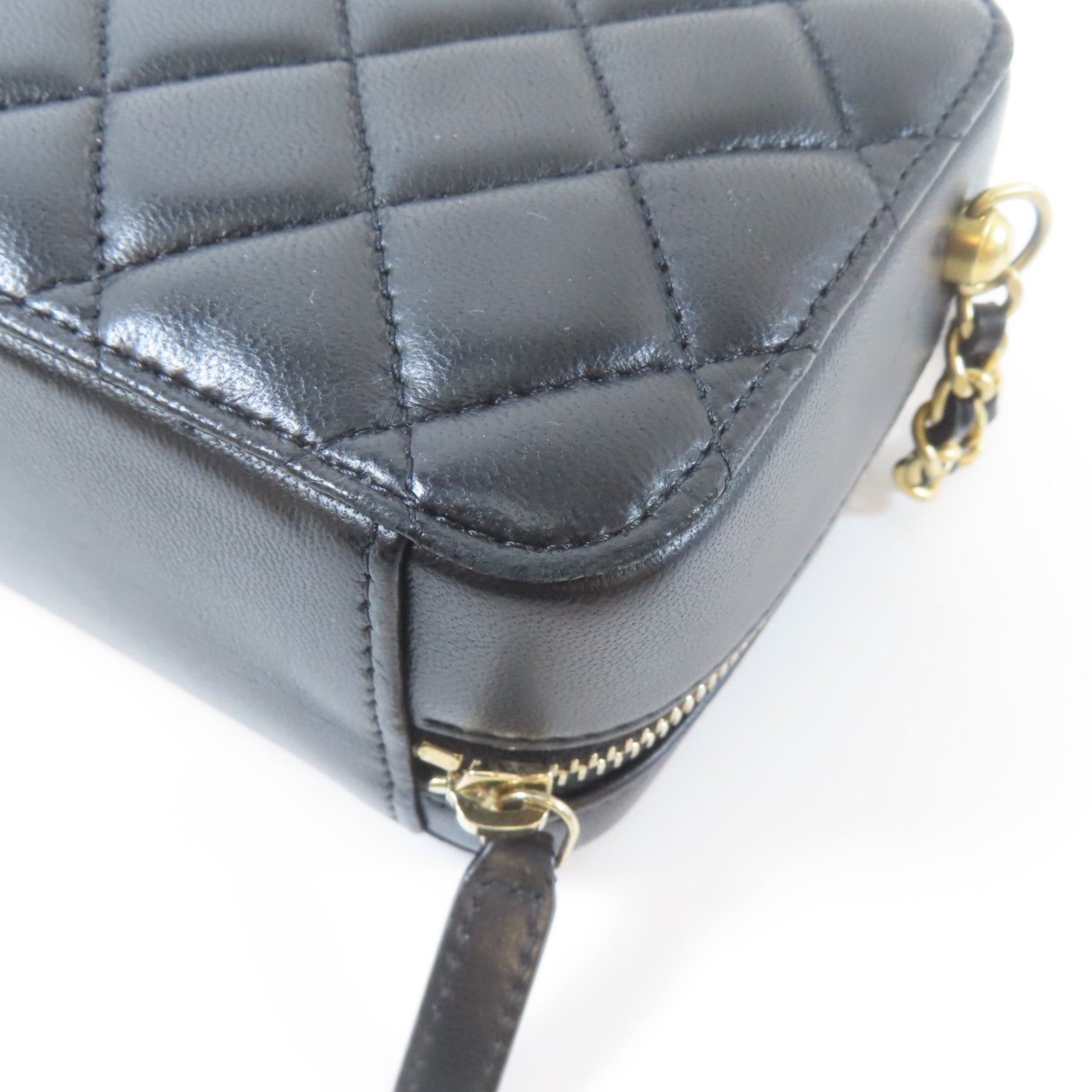 CHANEL 菱格羊皮皮革Chain Shoulder Bag金扣肩背袋黑色