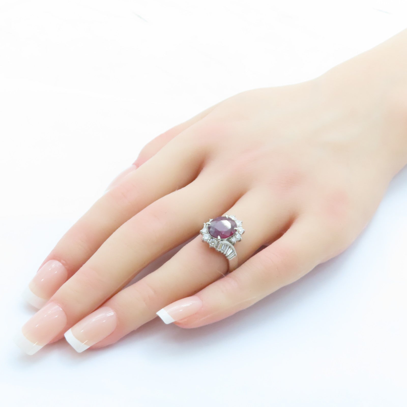 JEWELRY PT900鉑金Ruby Diamond Ring 2.73ct紅寶石/1.06ct鑽石戒指US#5.25