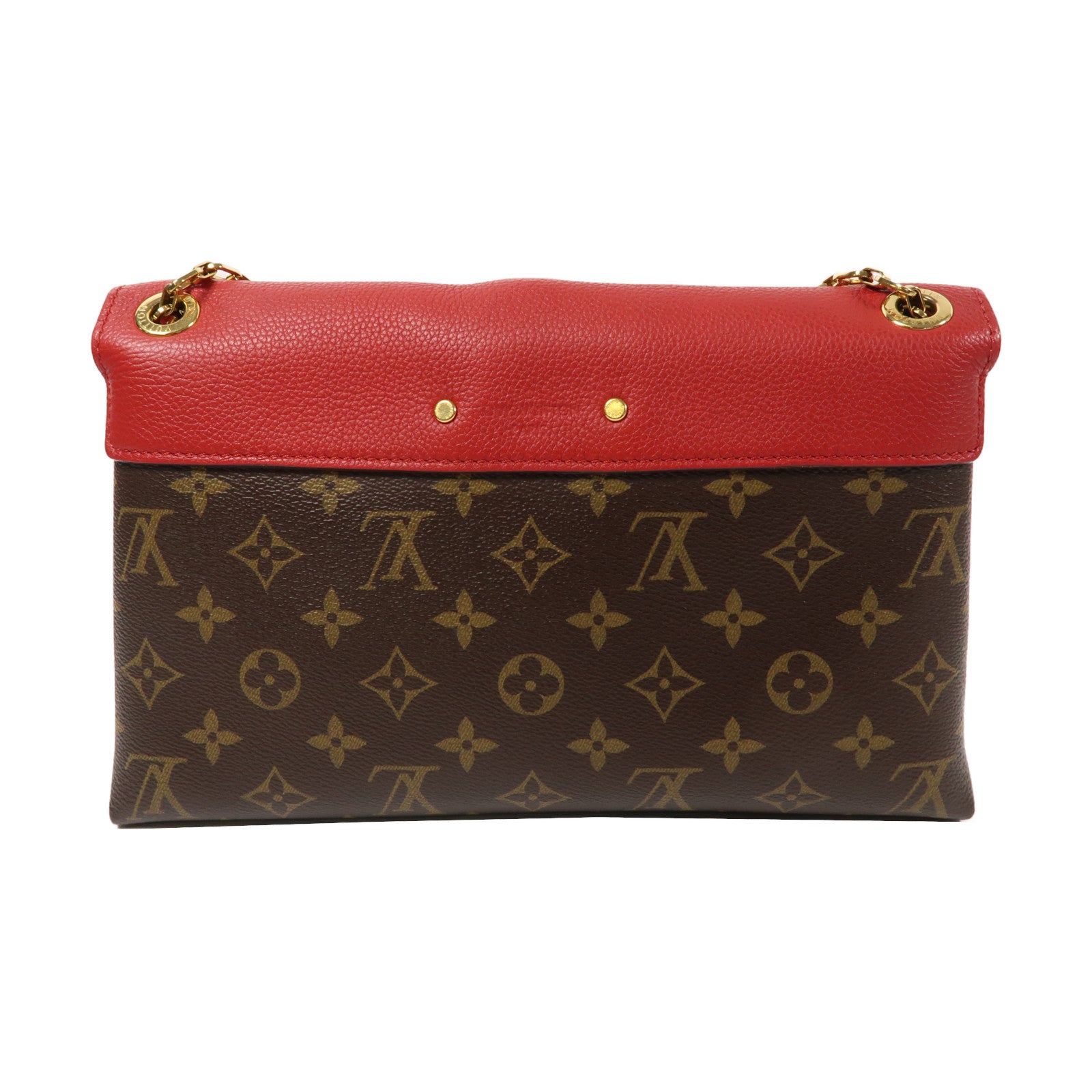 LOUIS VUITTON Monogram Pallas Chain金扣鏈帶肩背袋啡色/紅色