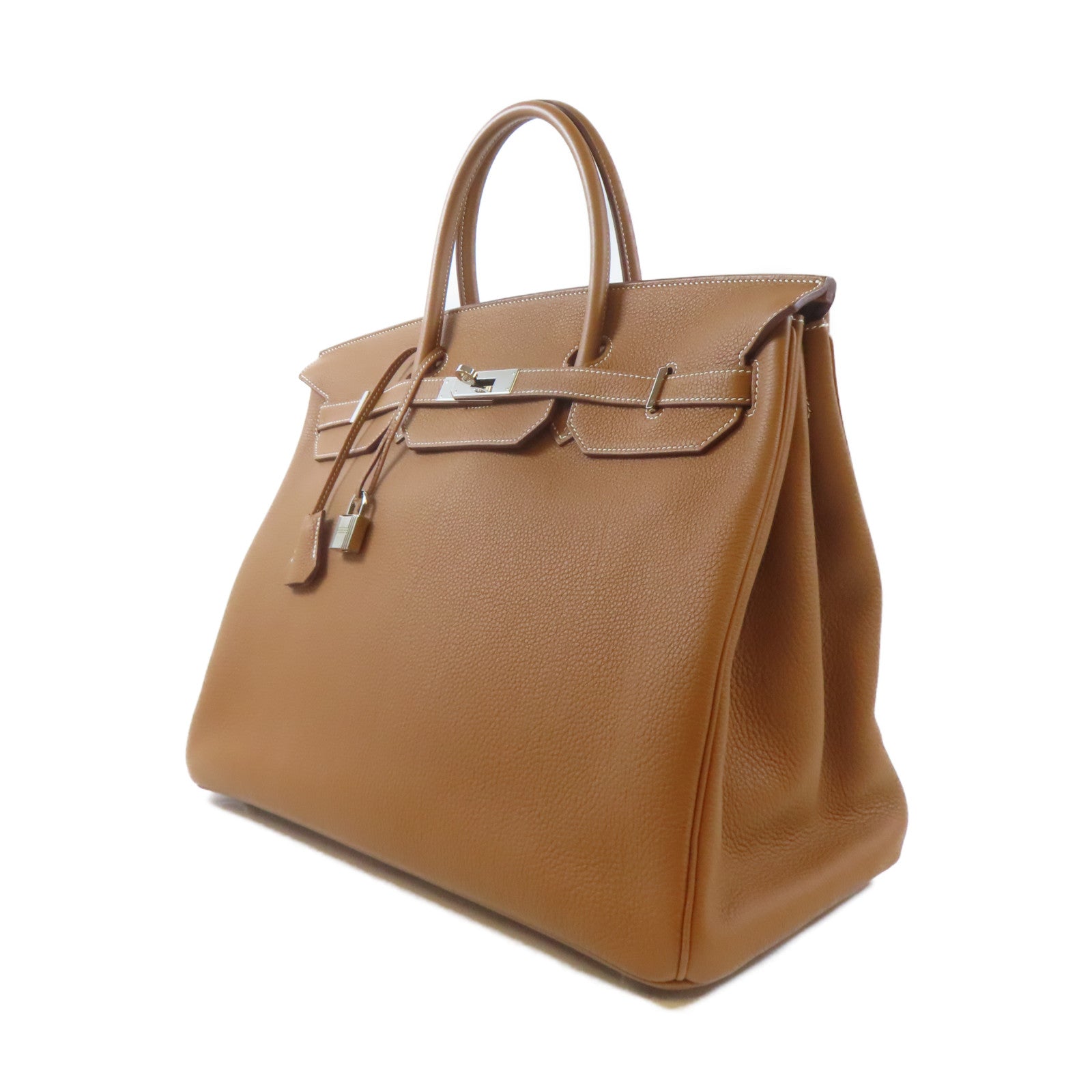 HERMES Togo皮革Birkin 40銀扣手挽袋 Gold/金色/啡色