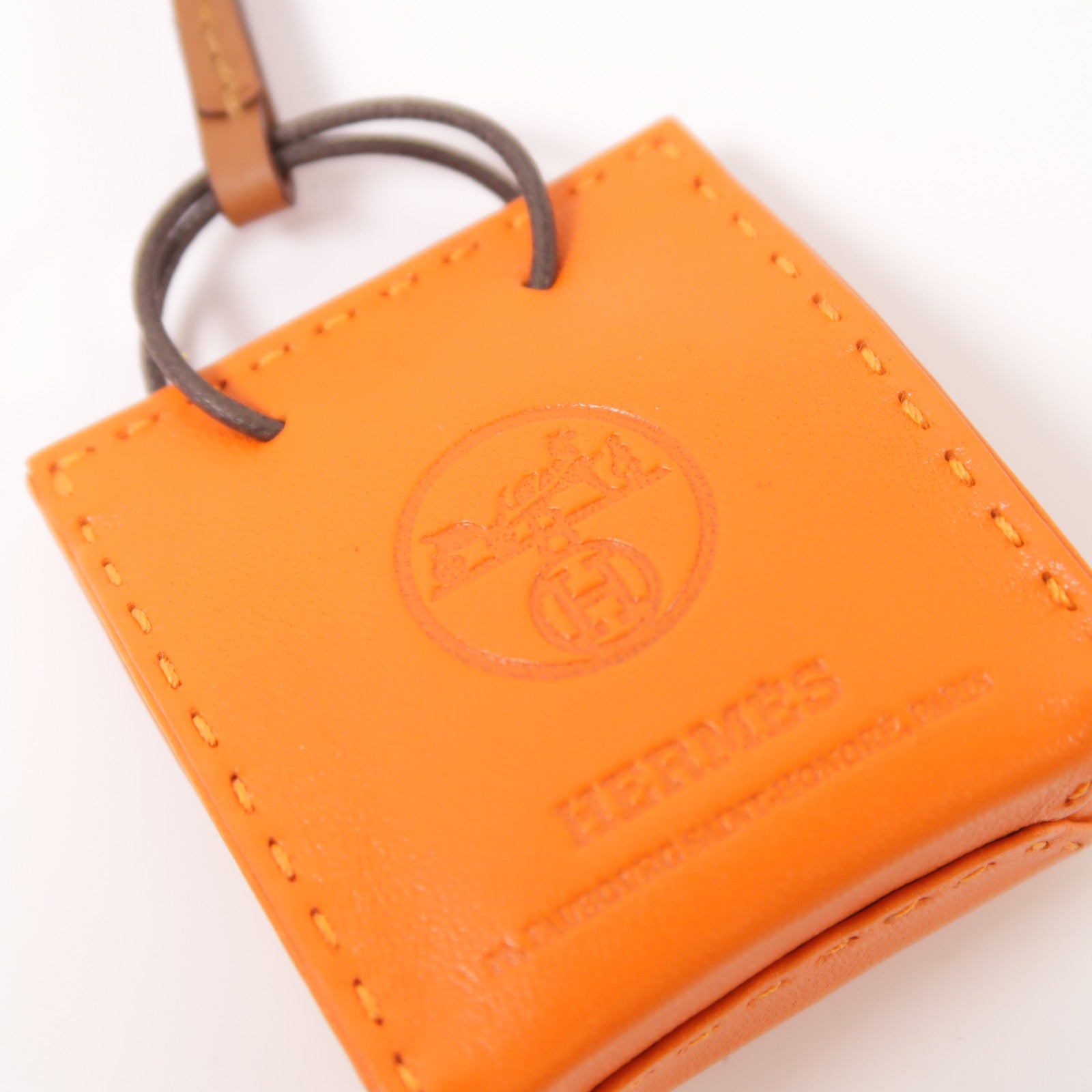HERMES 皮革Charm掛飾Orange