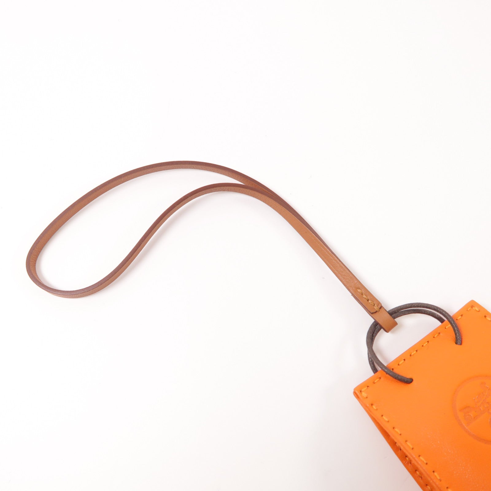 HERMES 皮革Charm掛飾Orange