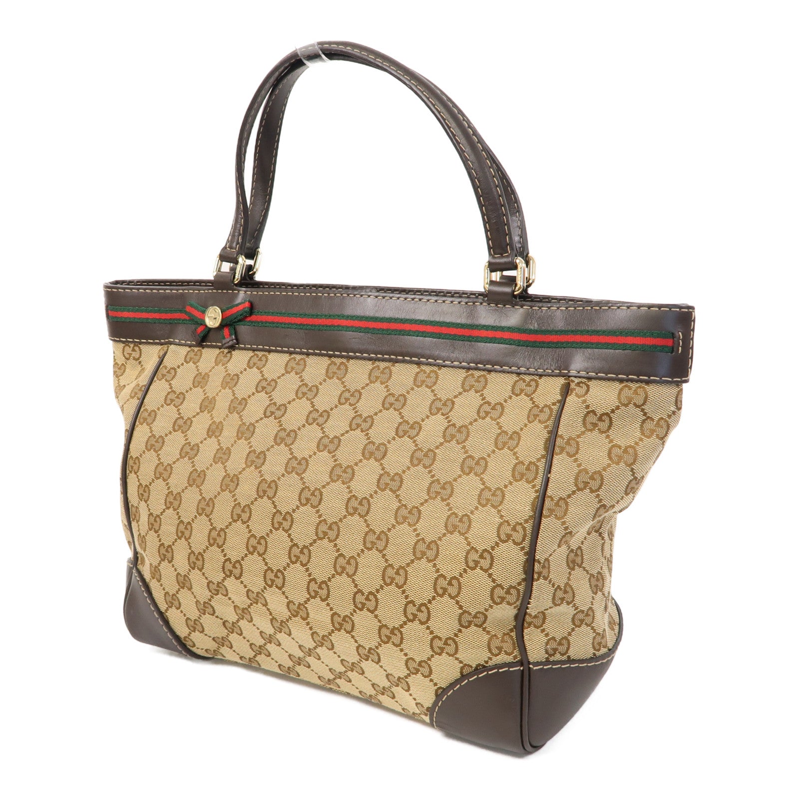 GUCCI 帆布Gucci Tote Bag金扣手挽袋啡色