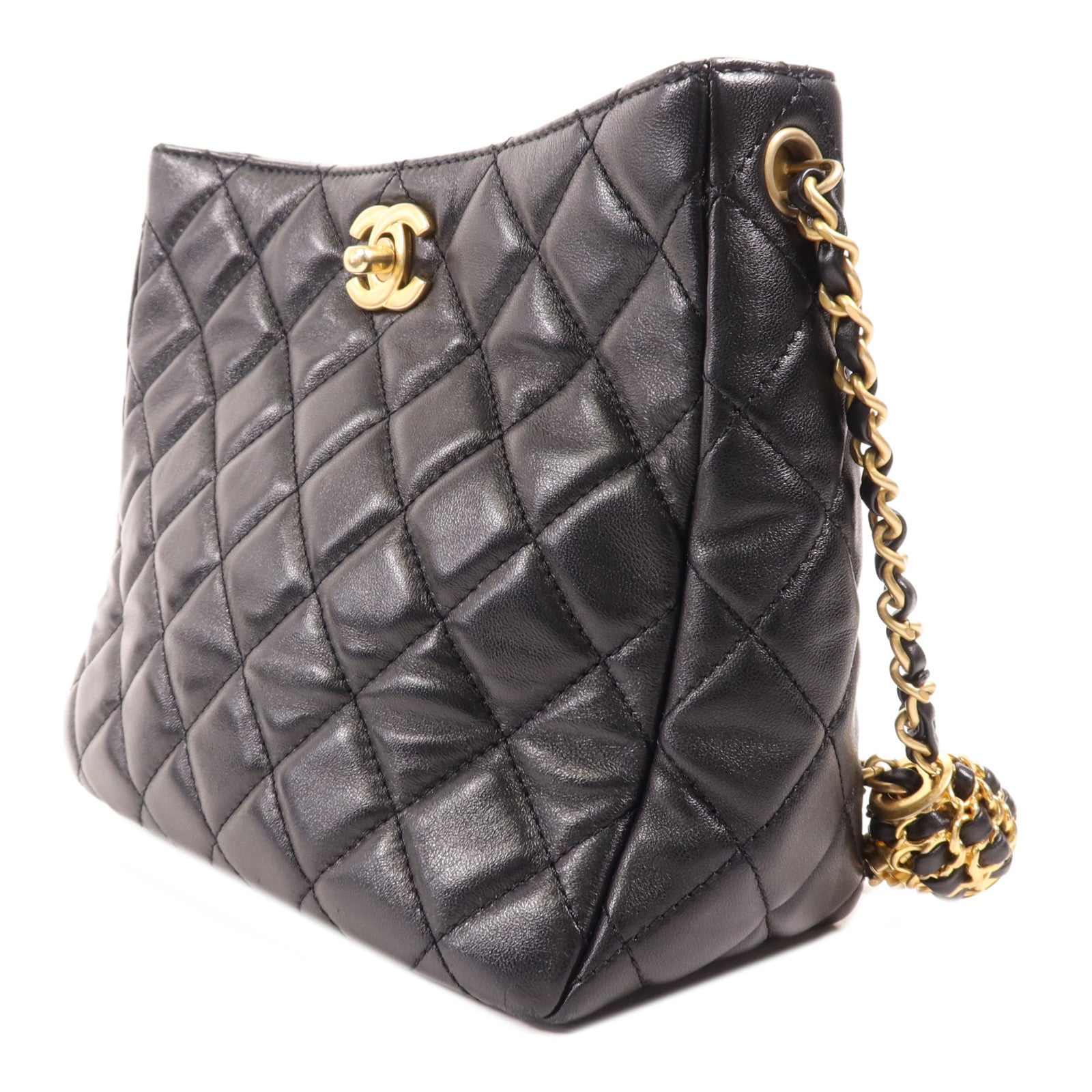 CHANEL 羊皮皮革Matelasse Small金扣鏈帶肩背袋