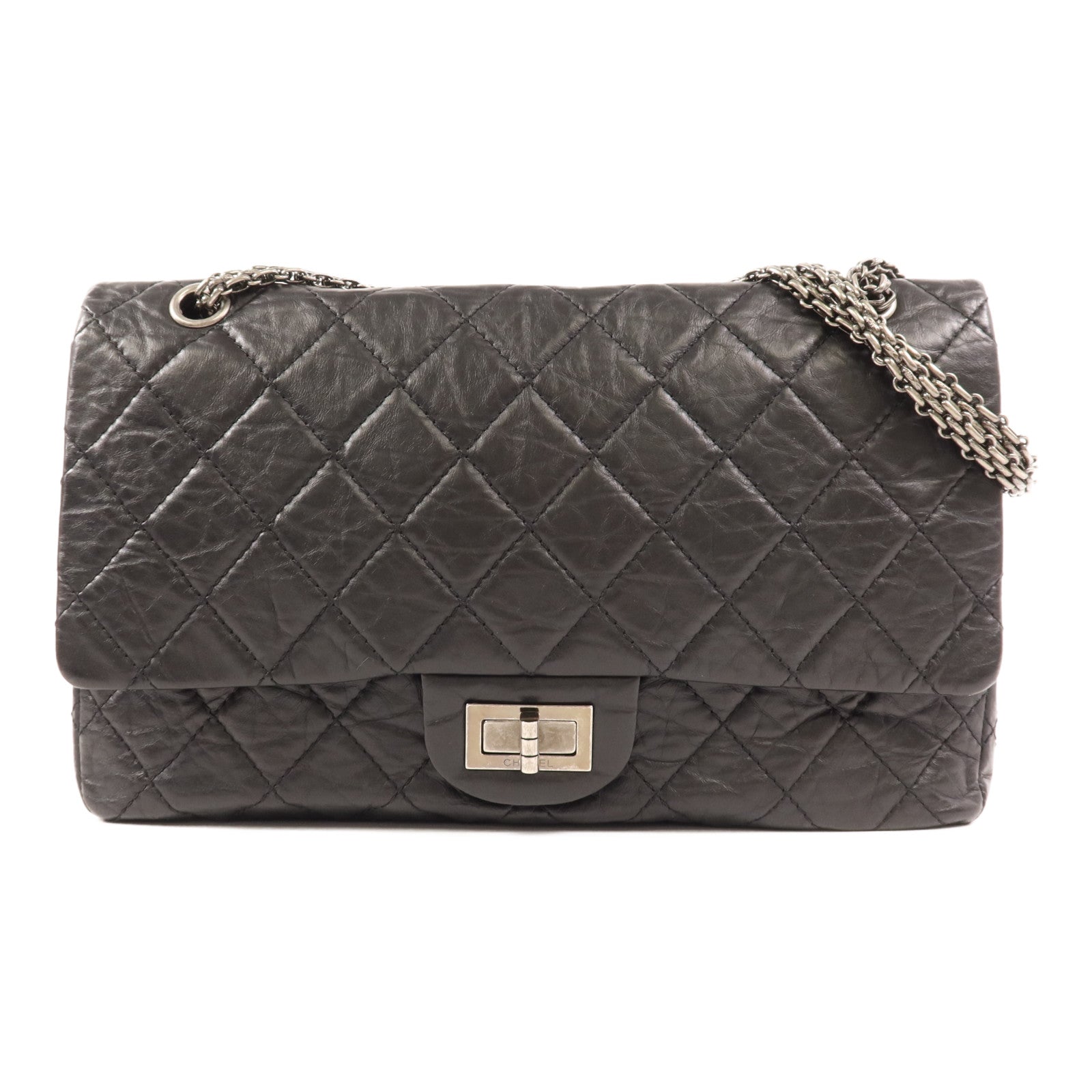 CHANEL 【激減優惠】牛皮皮革2.55銀扣鏈帶肩背袋