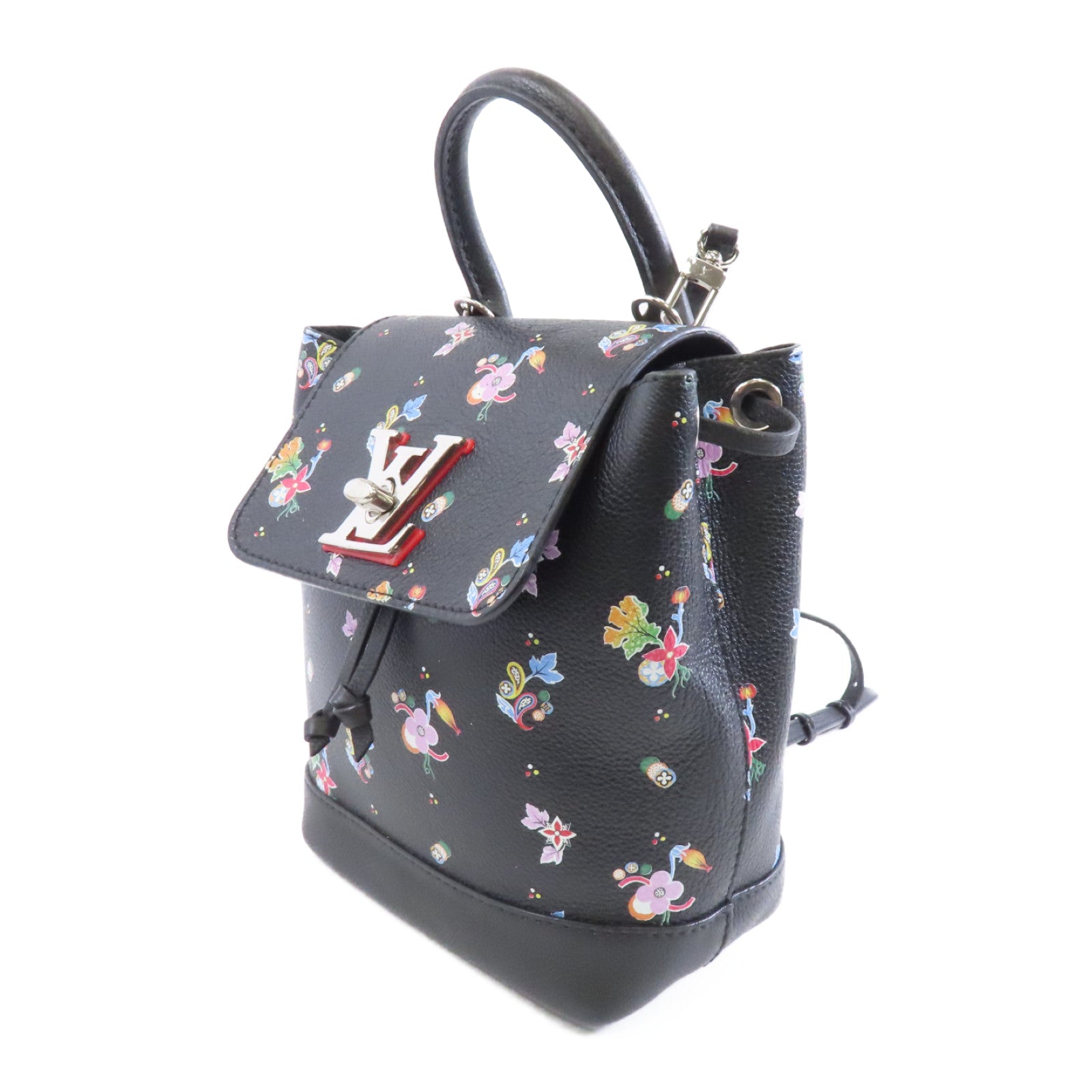 LOUIS VUITTON 牛皮皮革Lock Me Backpack Mini銀扣背包背包