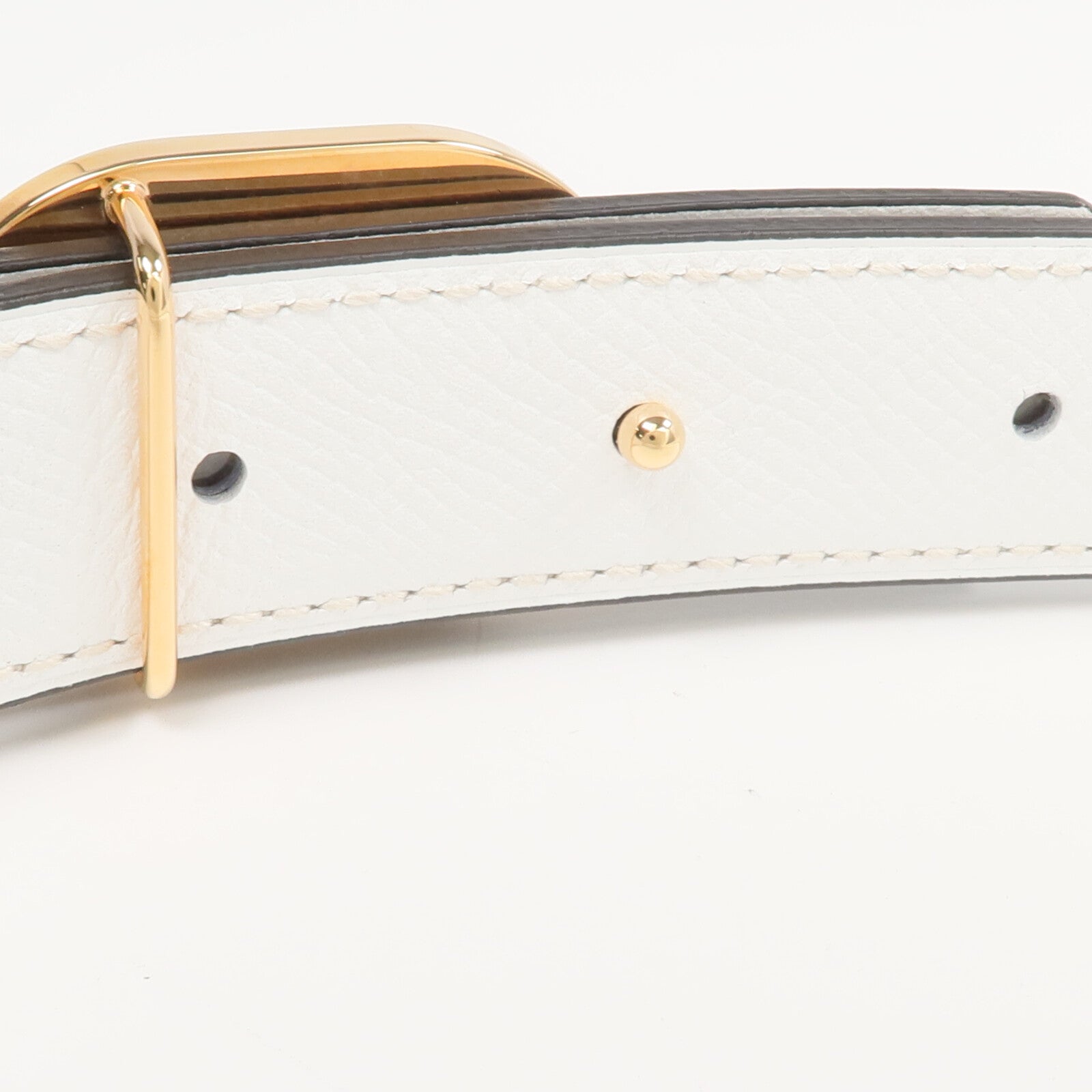 HERMES Swift/Epsom皮革Rivage Belt皮帶Etoupe/Blanc
