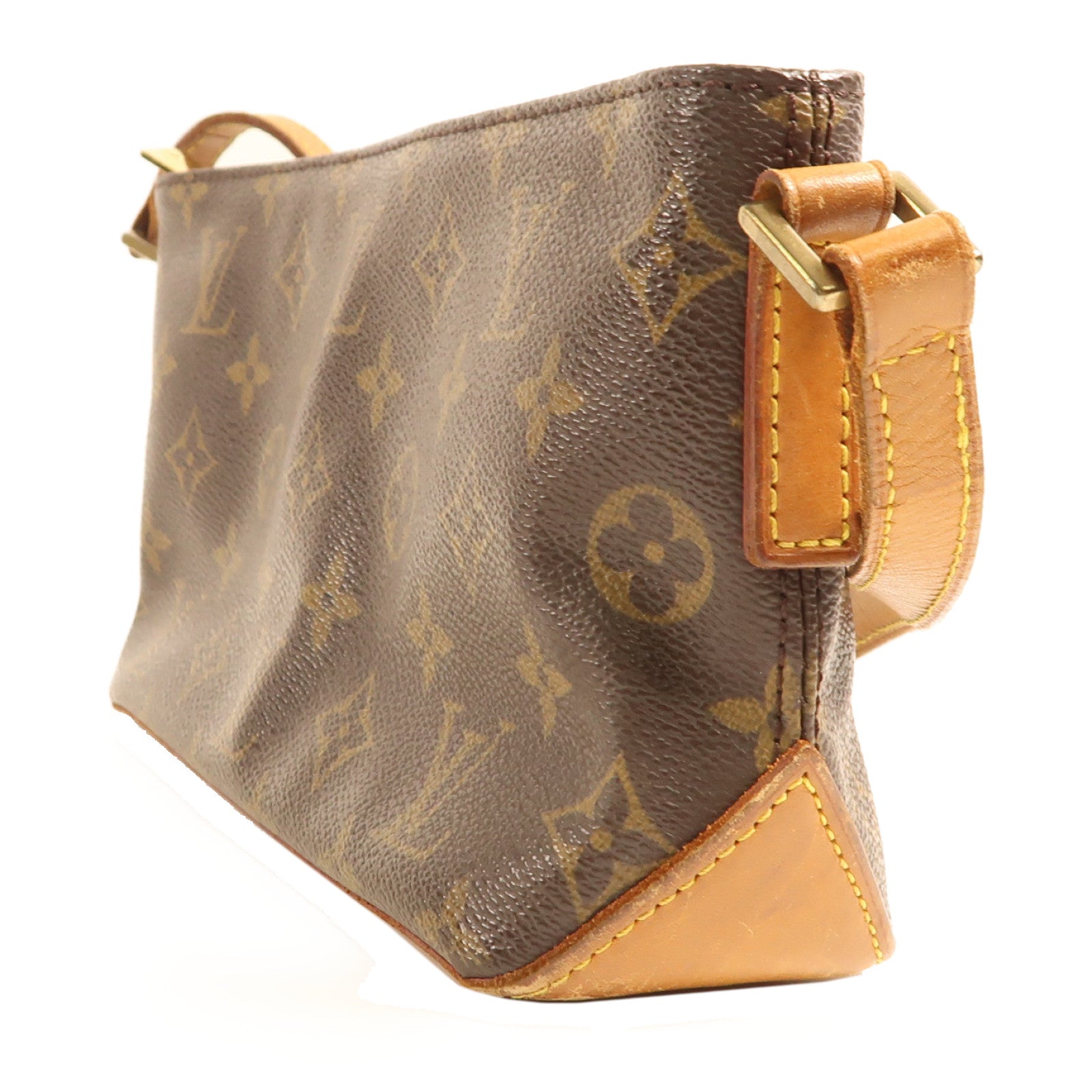 LOUIS VUITTON Monogram Trotteur金扣肩背袋棕色