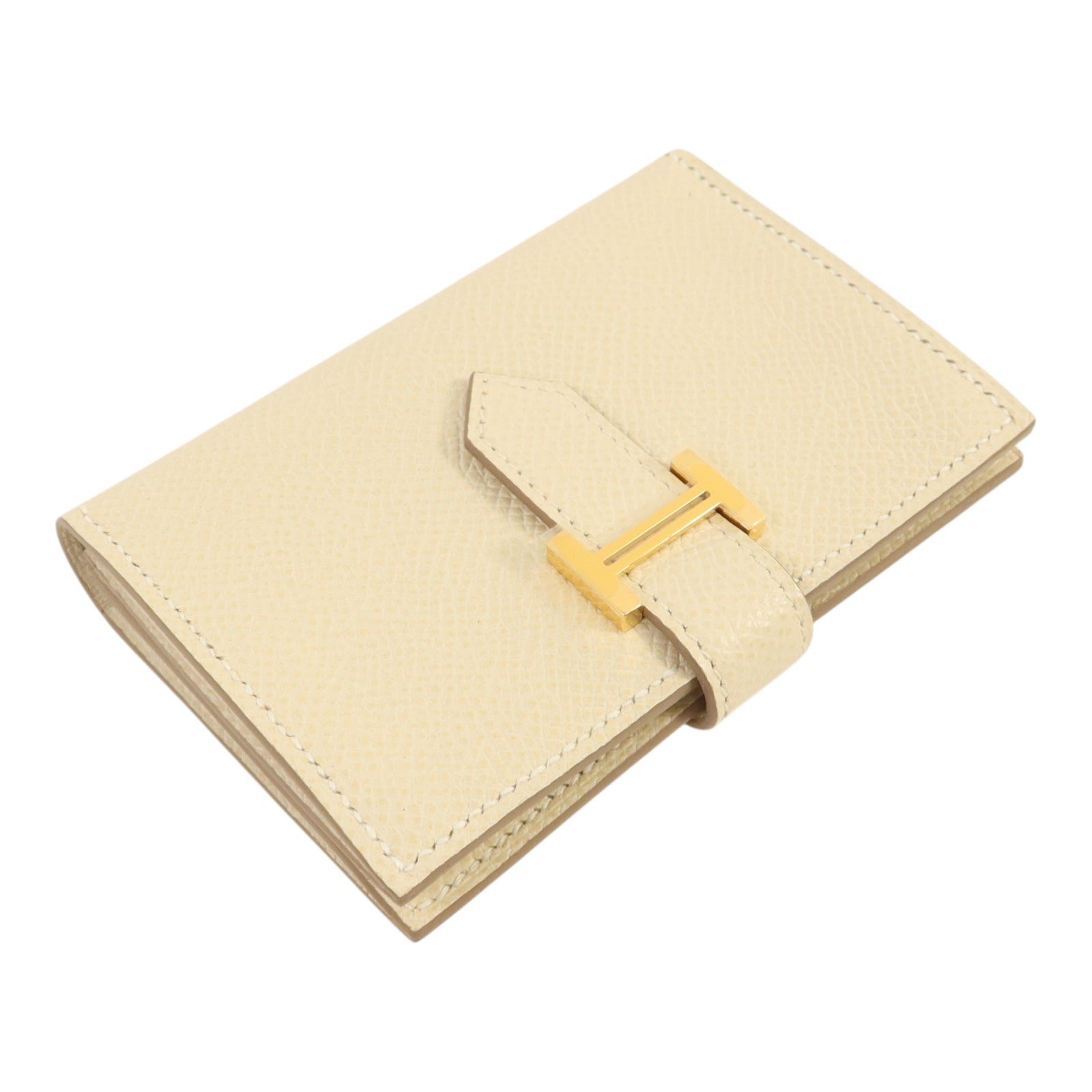 HERMES Epsom皮革Bearn Cardholder金扣卡片套Craie