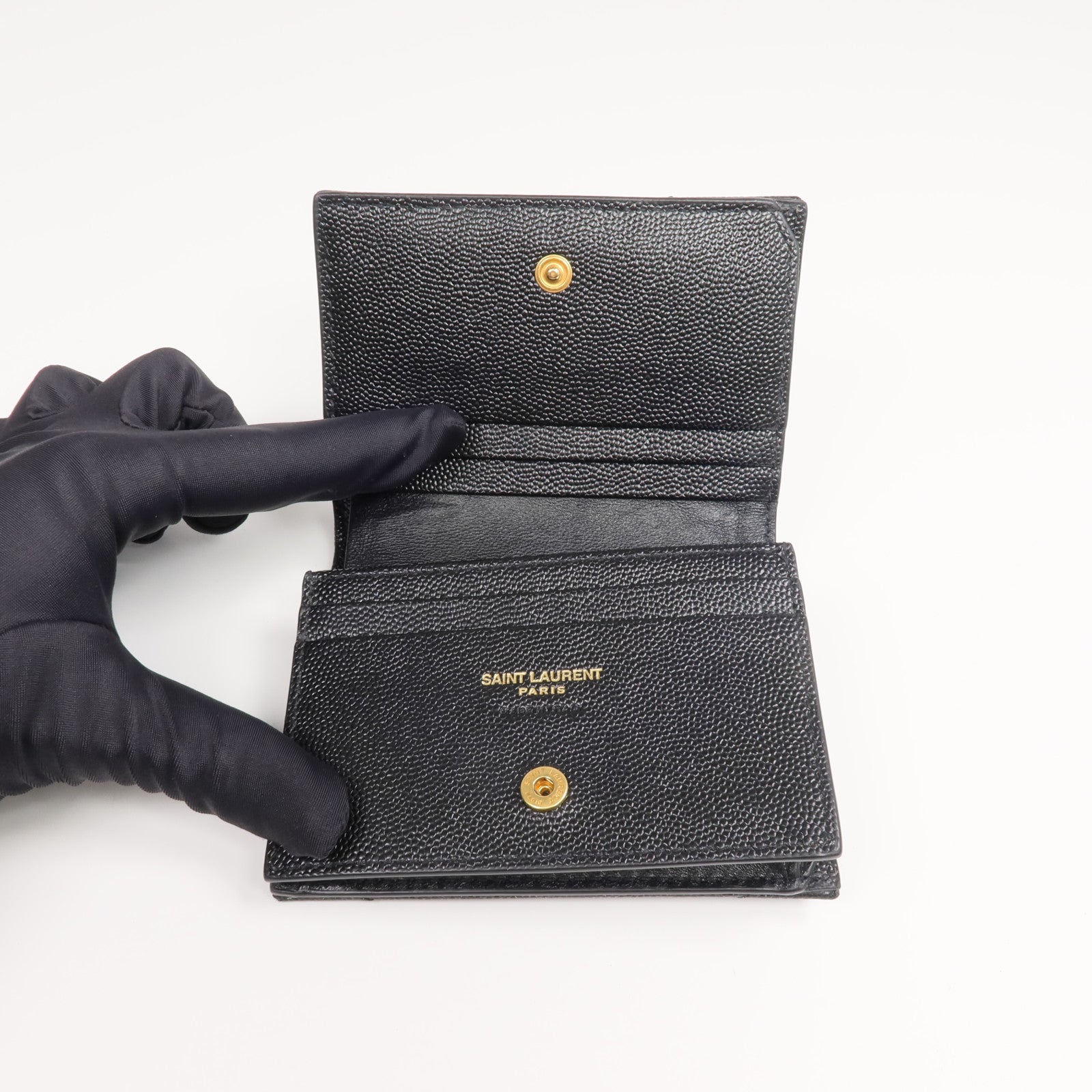 SAINT LAURENT 牛皮皮革Wallet金扣錢包