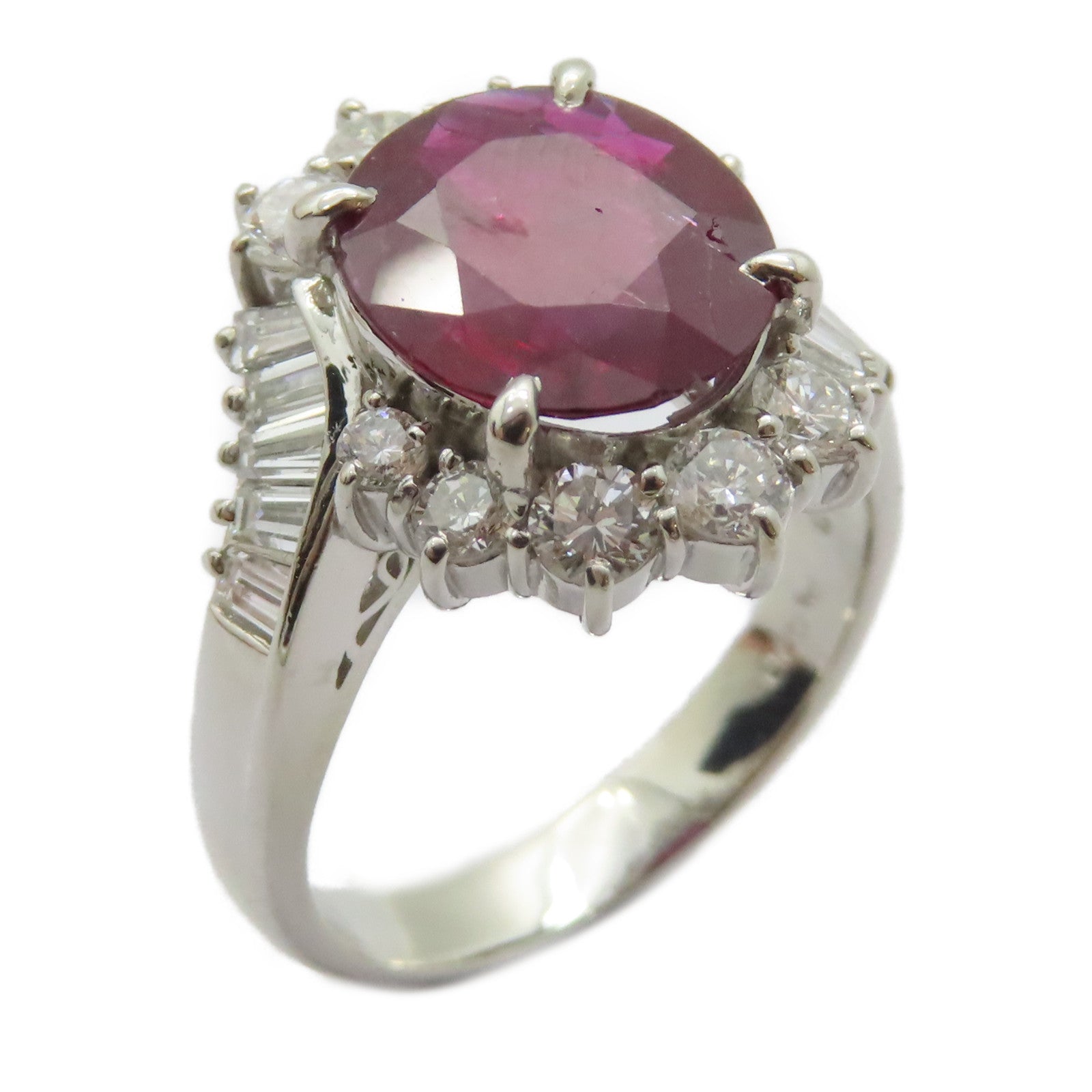 JEWELRY PT900鉑金Ruby Diamond Ring 2.73ct紅寶石/1.06ct鑽石戒指US#5.25