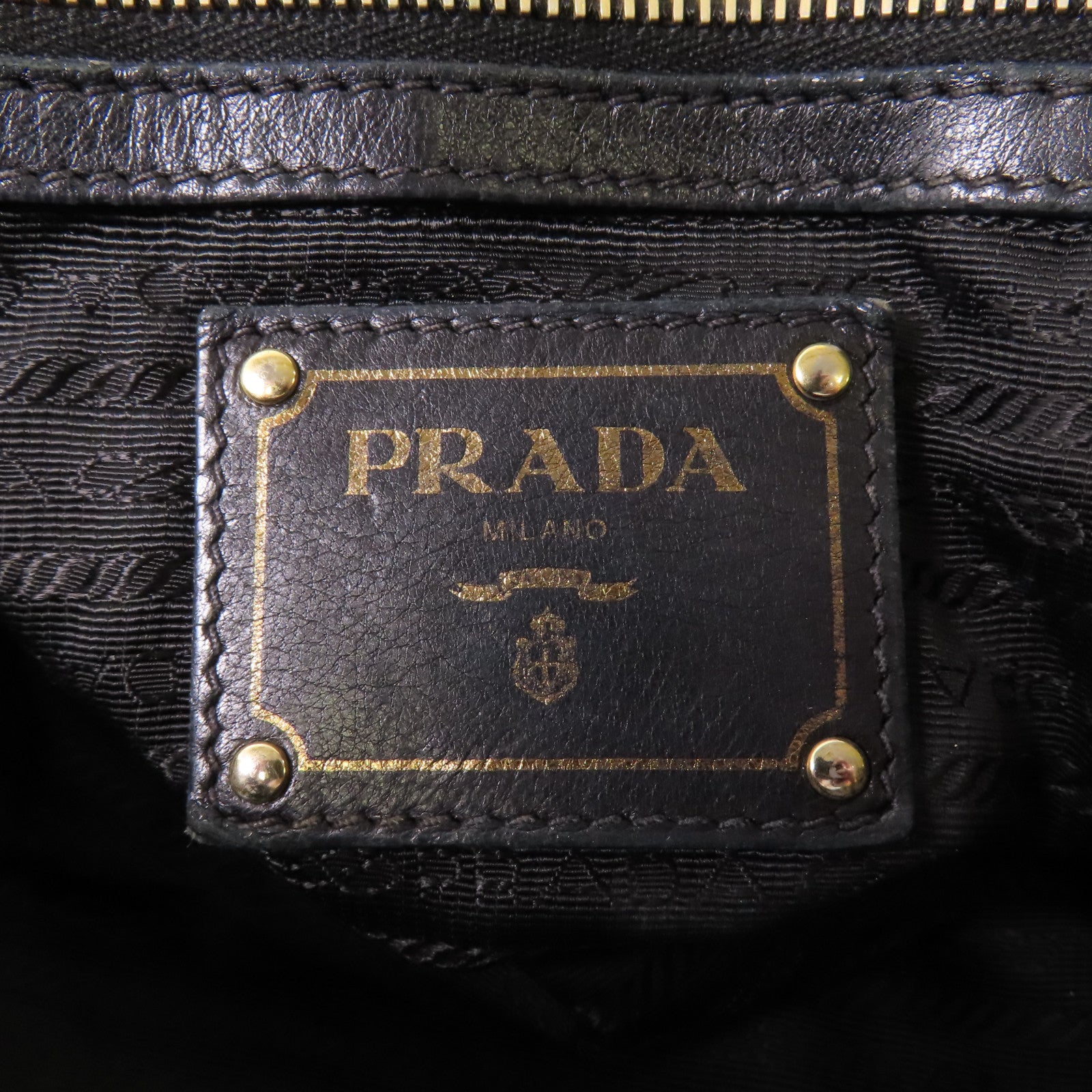 PRADA GHW 2 Way Shoulder Bag BN1791 Nylon/Lambskin Leather Black