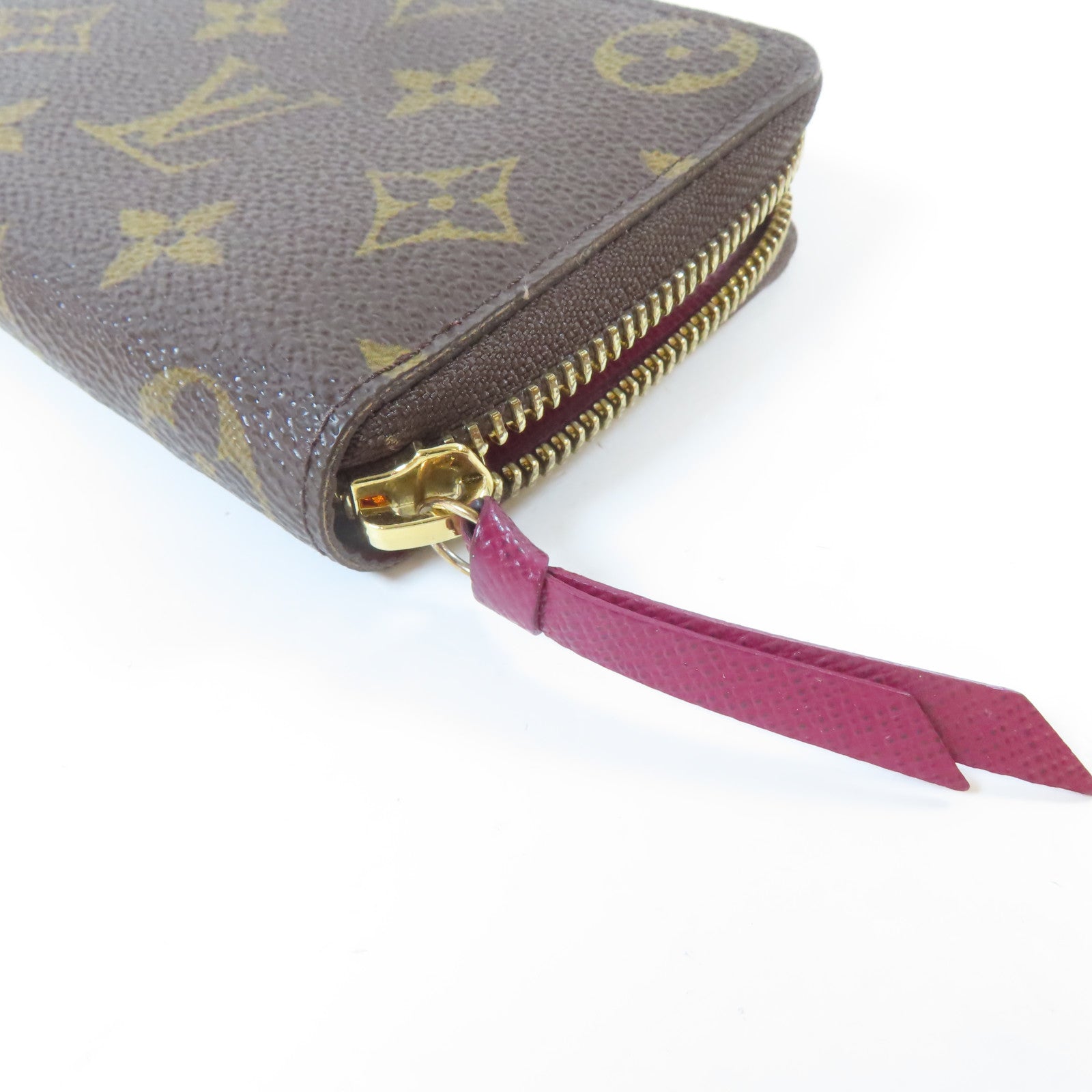 LOUIS VUITTON Monogram Clemence Wallet金扣長錢包啡色/紫紅色