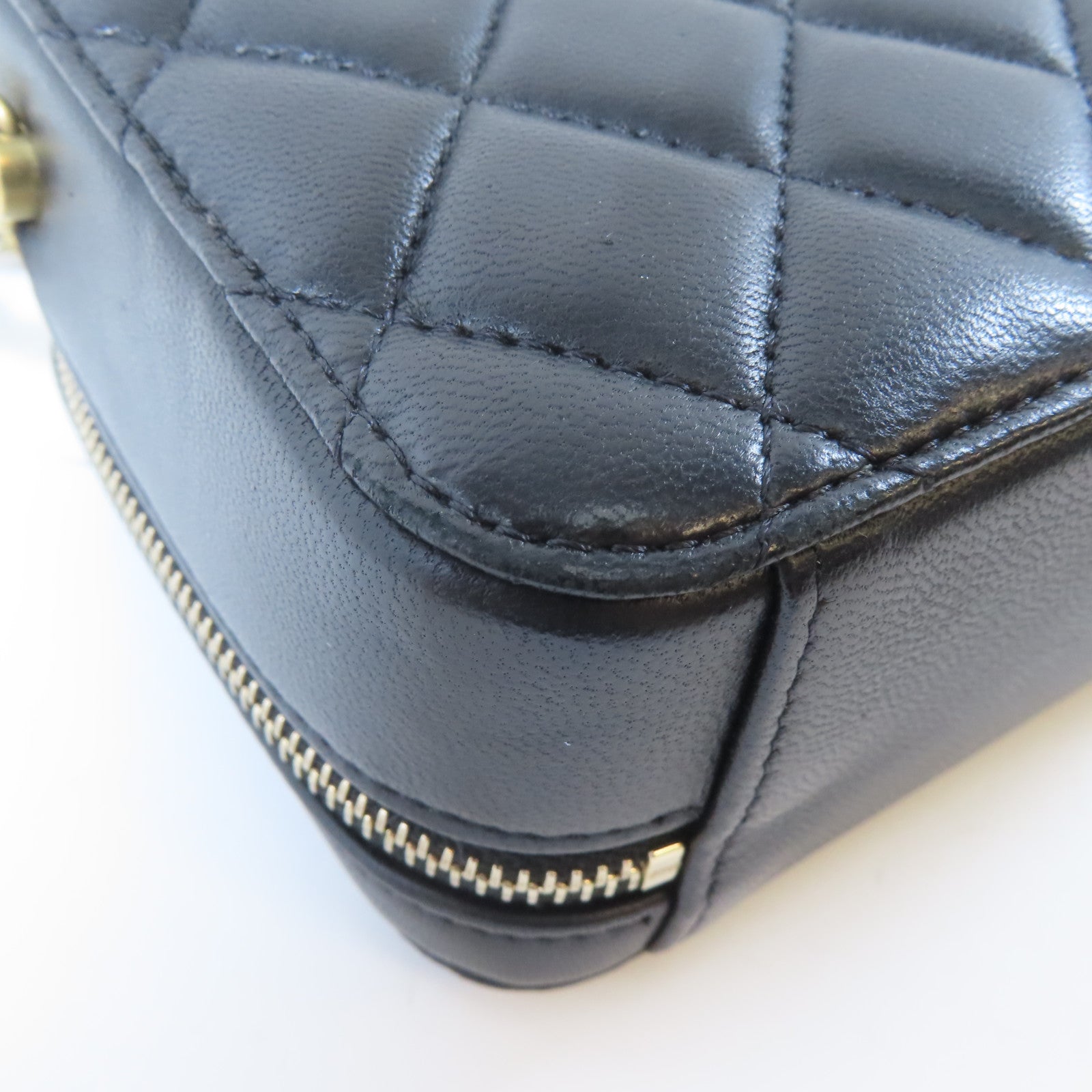 CHANEL 菱格羊皮皮革Chain Shoulder Bag金扣肩背袋黑色