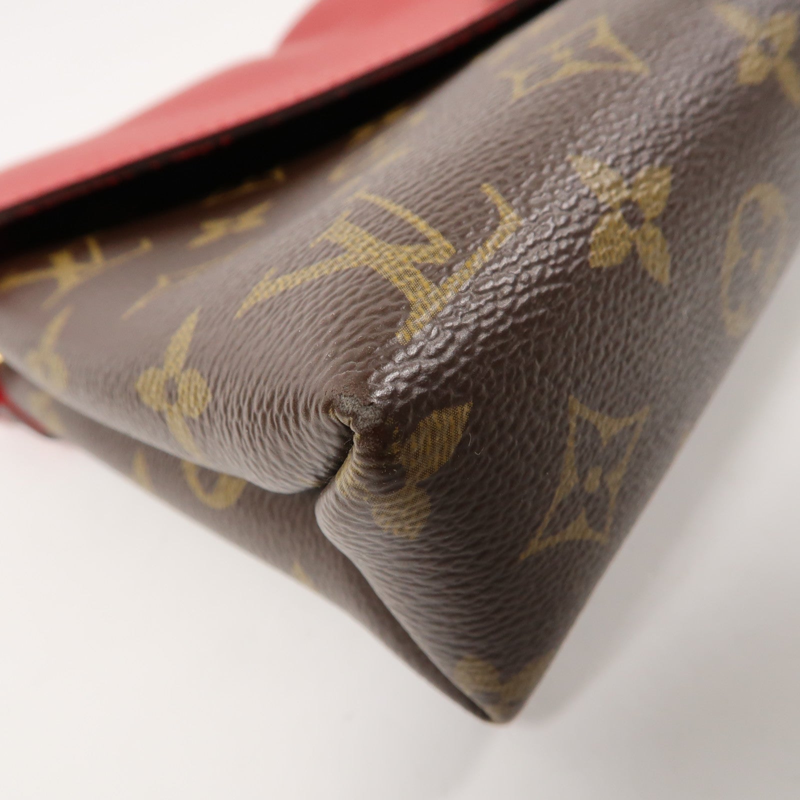 LOUIS VUITTON Monogram Pallas Chain金扣鏈帶肩背袋啡色/紅色