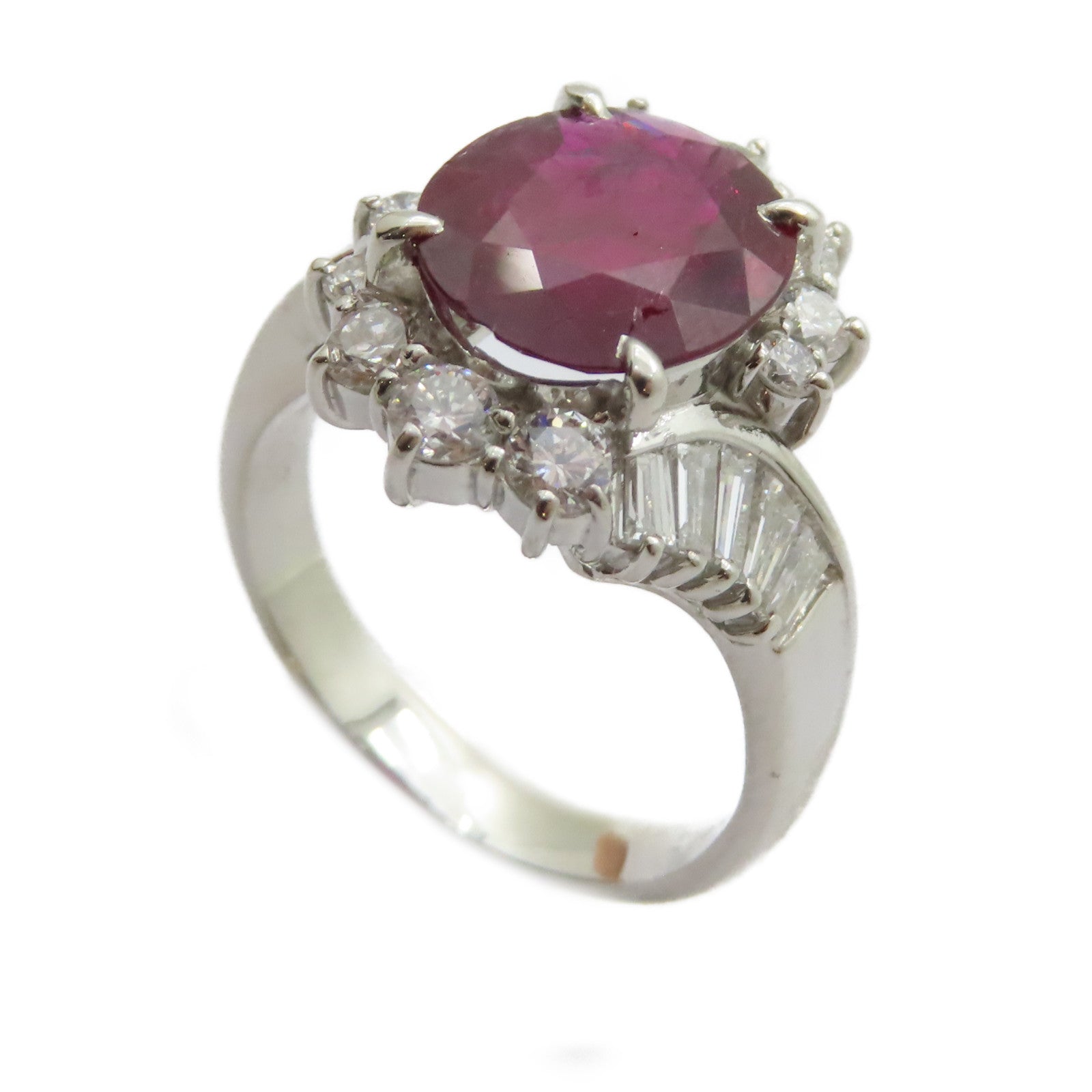 JEWELRY PT900鉑金Ruby Diamond Ring 2.73ct紅寶石/1.06ct鑽石戒指US#5.25