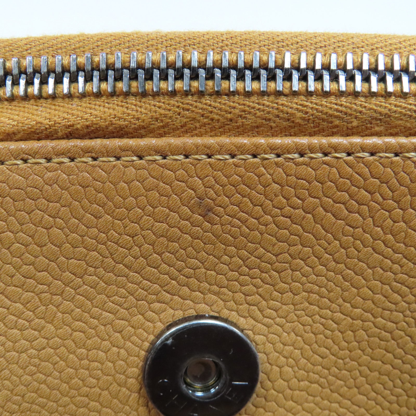 CHANEL 【激減優惠】菱格Caviar皮革Zip Shopping Tote銀扣手挽肩背兩用袋啡色