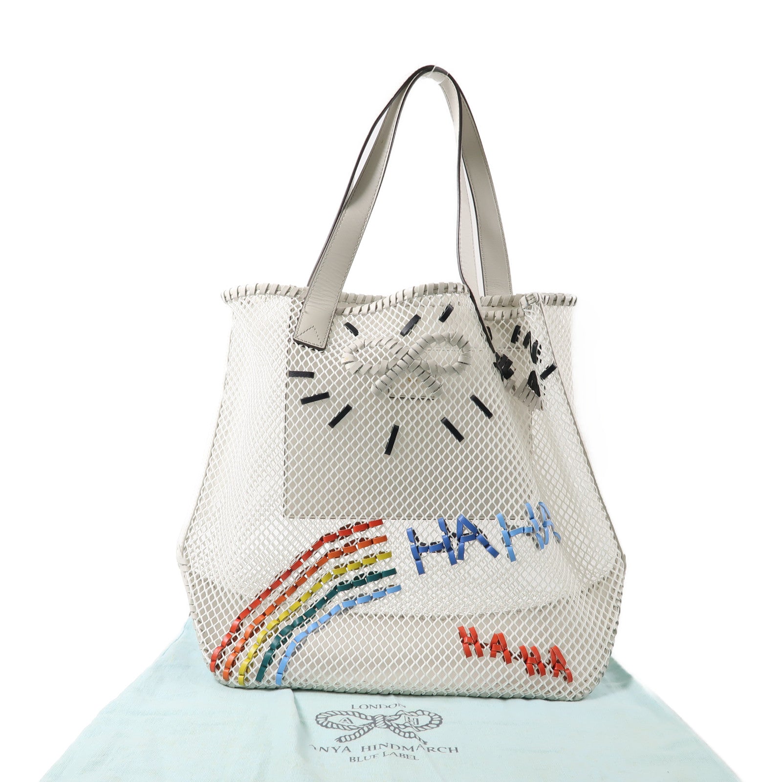 ANYA HINDMARCH 聚酯纖維/牛皮皮革Handbag手挽袋白色