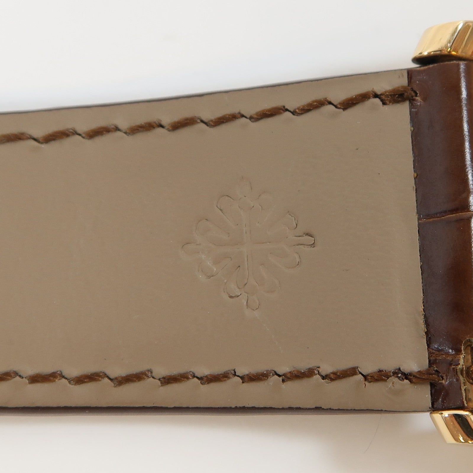 PATEK PHILIPPE Calatrava 18K玫瑰金/鱷魚皮革帶手錶手動上鏈灰色