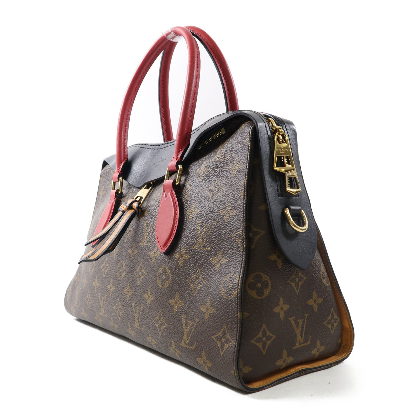 LOUIS VUITTON Monogram Tuileries金扣手挽肩背兩用袋啡色/紅色