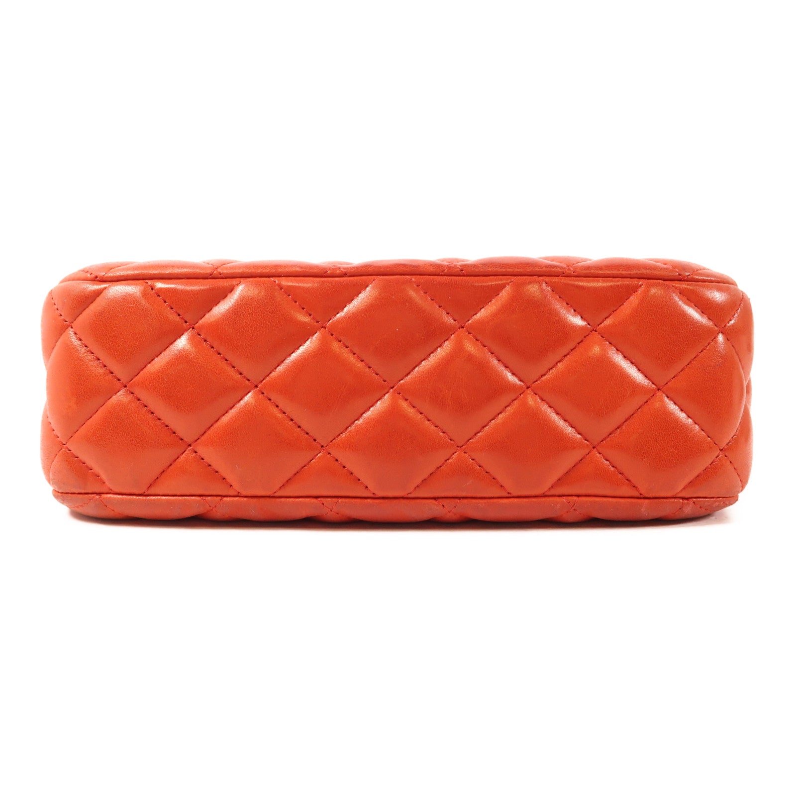 CHANEL CC SHW Chain Shoulder Bag Lambskin Leather Red