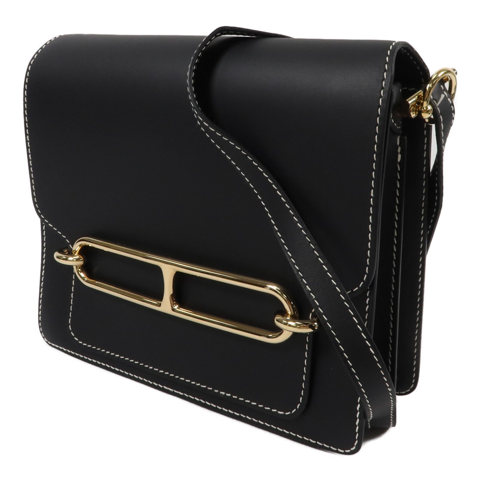 HERMES Sombrero皮革Roulis 23肩背袋Noir