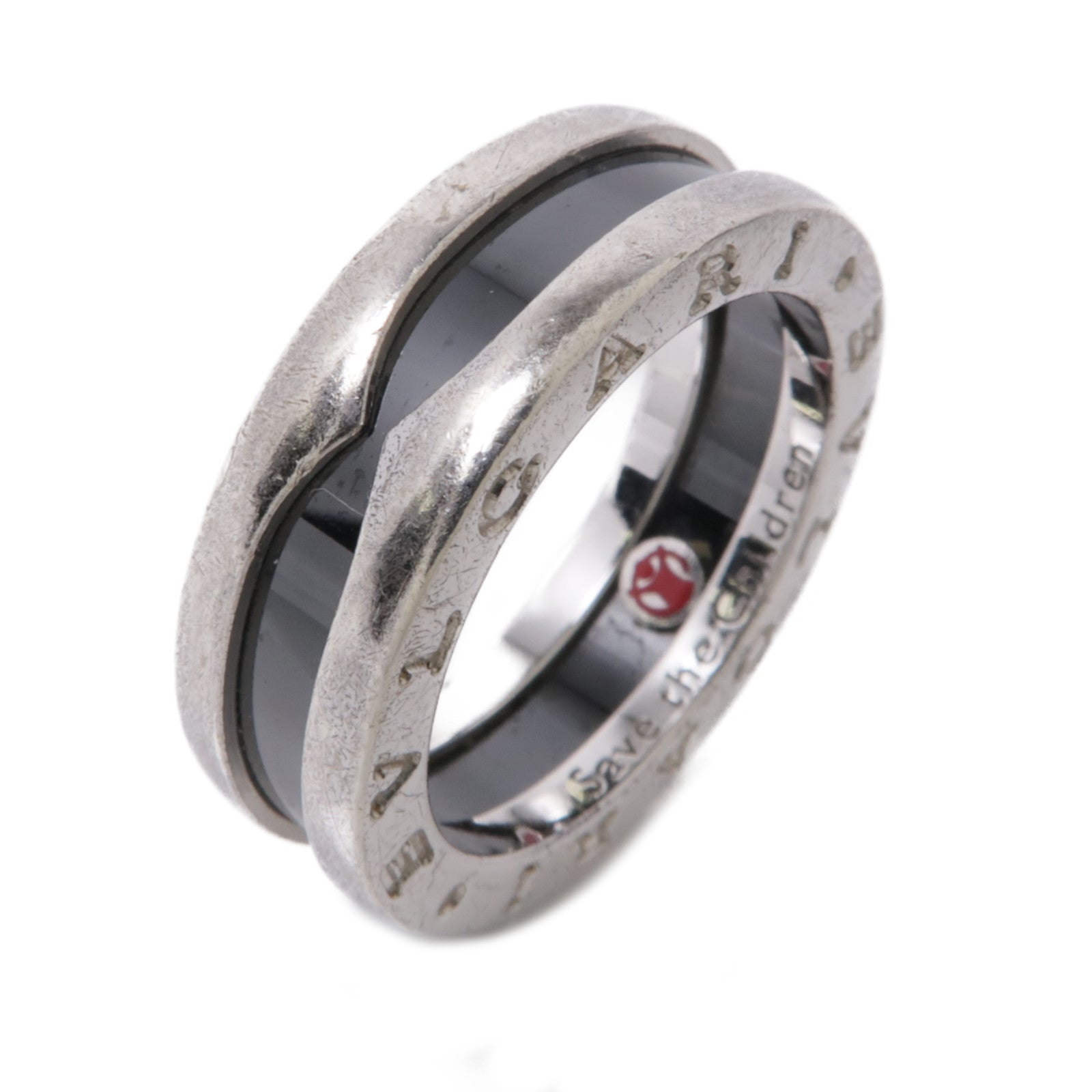 BVLGARI 925純銀/陶瓷B-zero 1 Save The Children Ring戒指US#6
