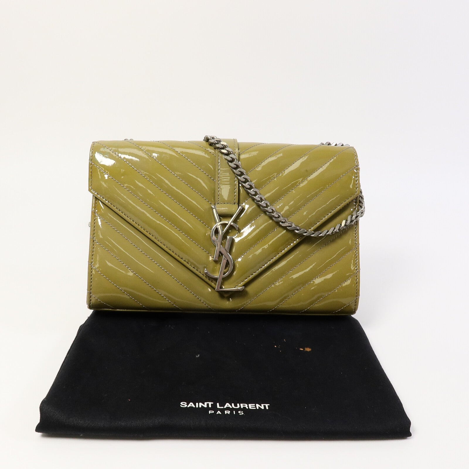 YVES SAINT LAURENT 漆皮皮革Shoulder Bag鏈帶肩背袋