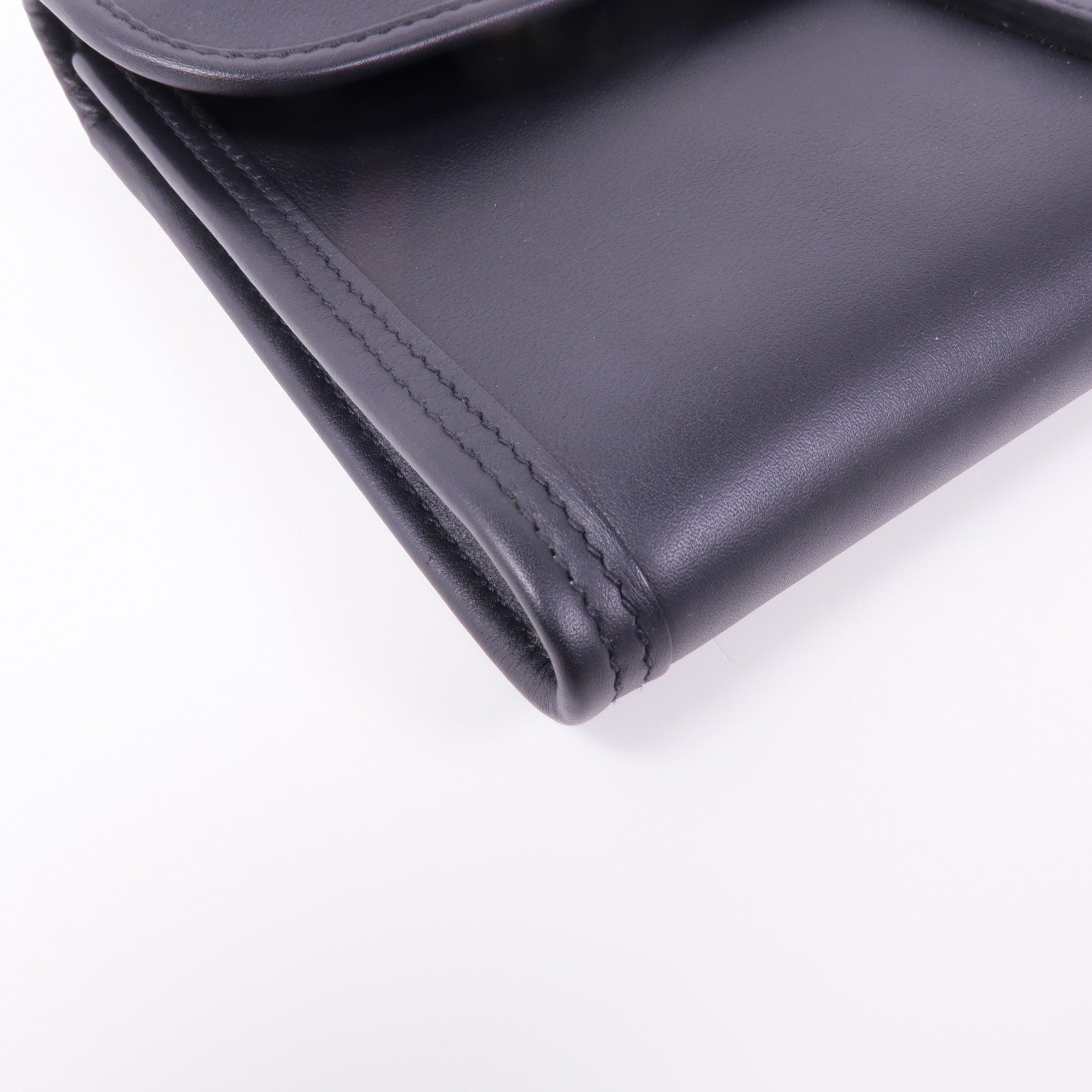 HERMES Jige PM Clutch Handbag Swift Leather 89 Noir