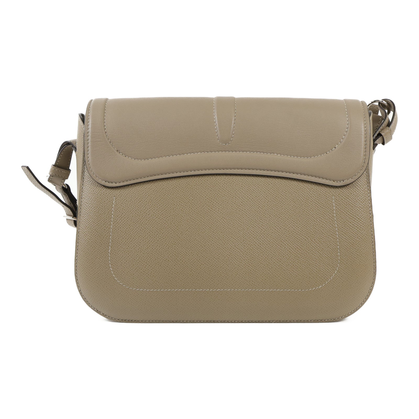 HERMES Epsom/Swift皮革Harnais銀扣肩背袋Etoupe