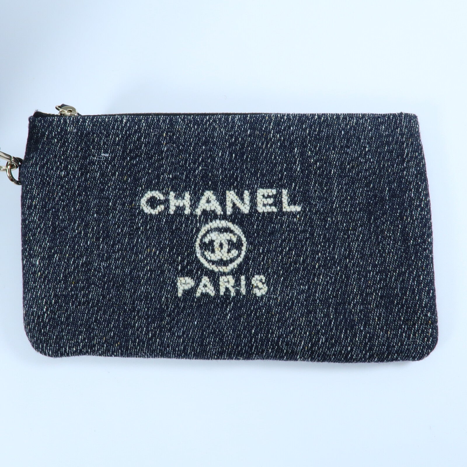 CHANEL 帆布Deauville Tote銀扣鏈帶手挽肩背兩用袋