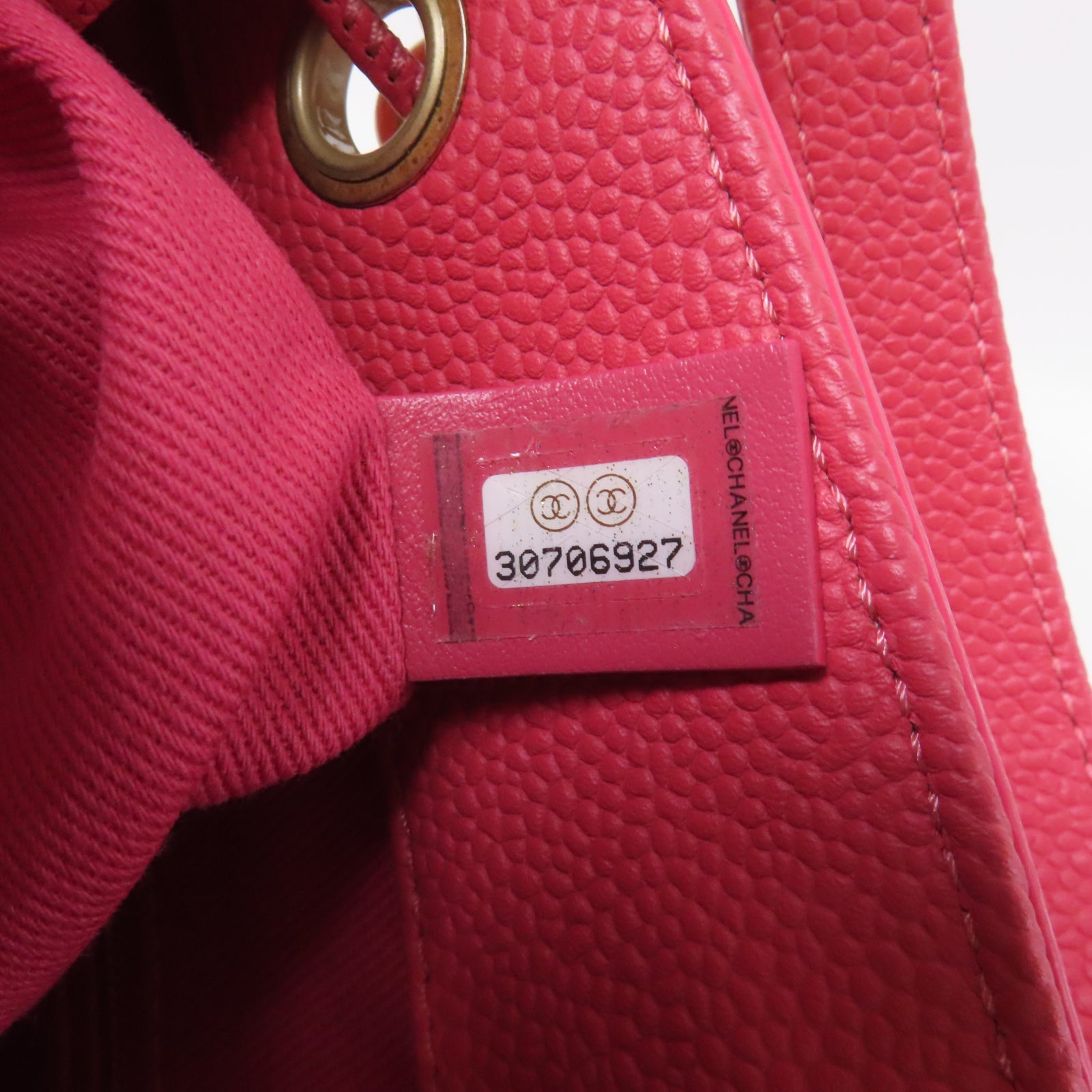 CHANEL 【激減優惠】菱格牛皮皮革Bolsa CC Drawstring金扣手挽肩背兩用袋粉紅色