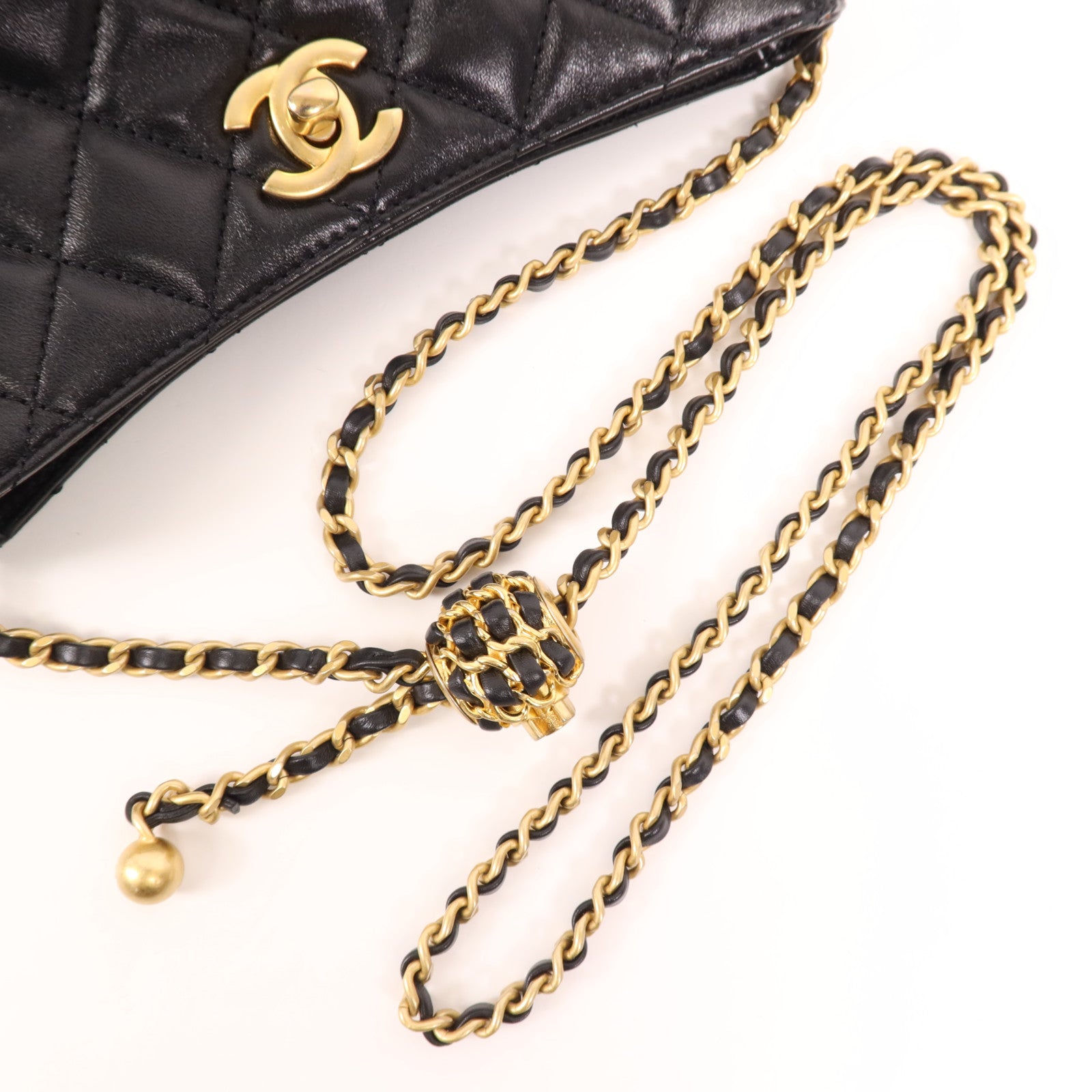 CHANEL 羊皮皮革Matelasse Small金扣鏈帶肩背袋