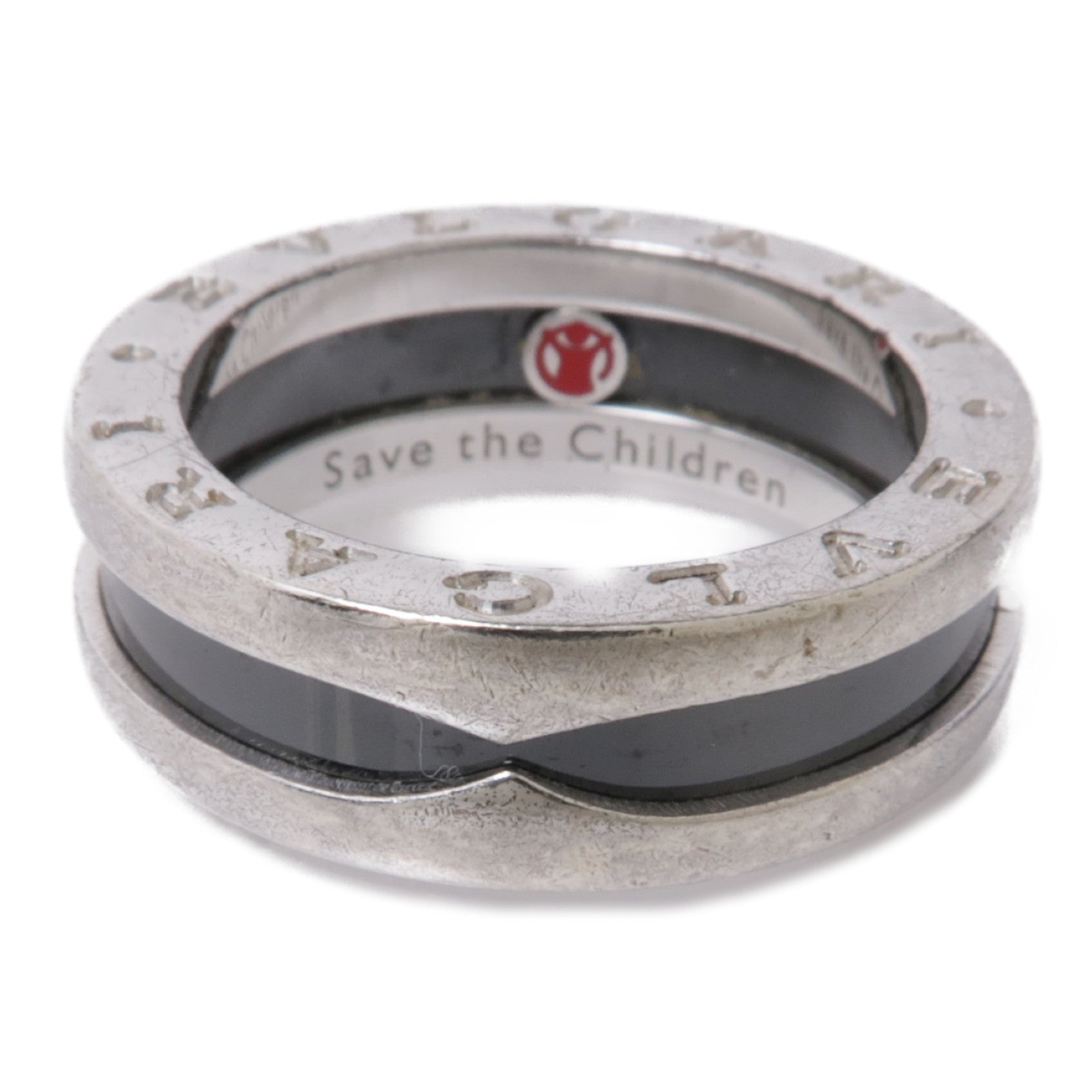 BVLGARI 925純銀/陶瓷B-zero 1 Save The Children Ring戒指US#6