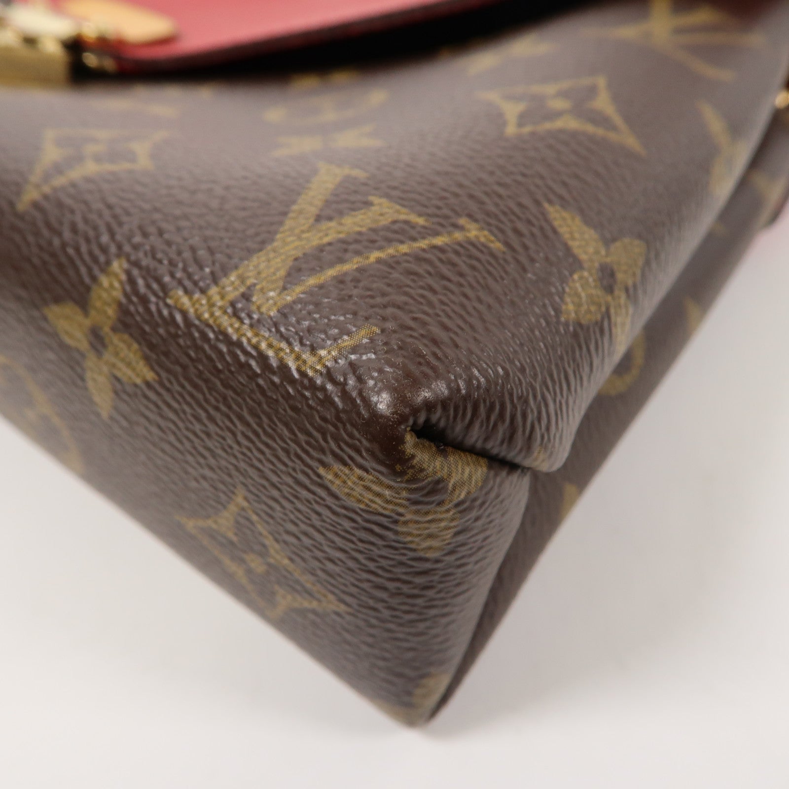 LOUIS VUITTON Monogram Pallas Chain金扣鏈帶肩背袋啡色/紅色