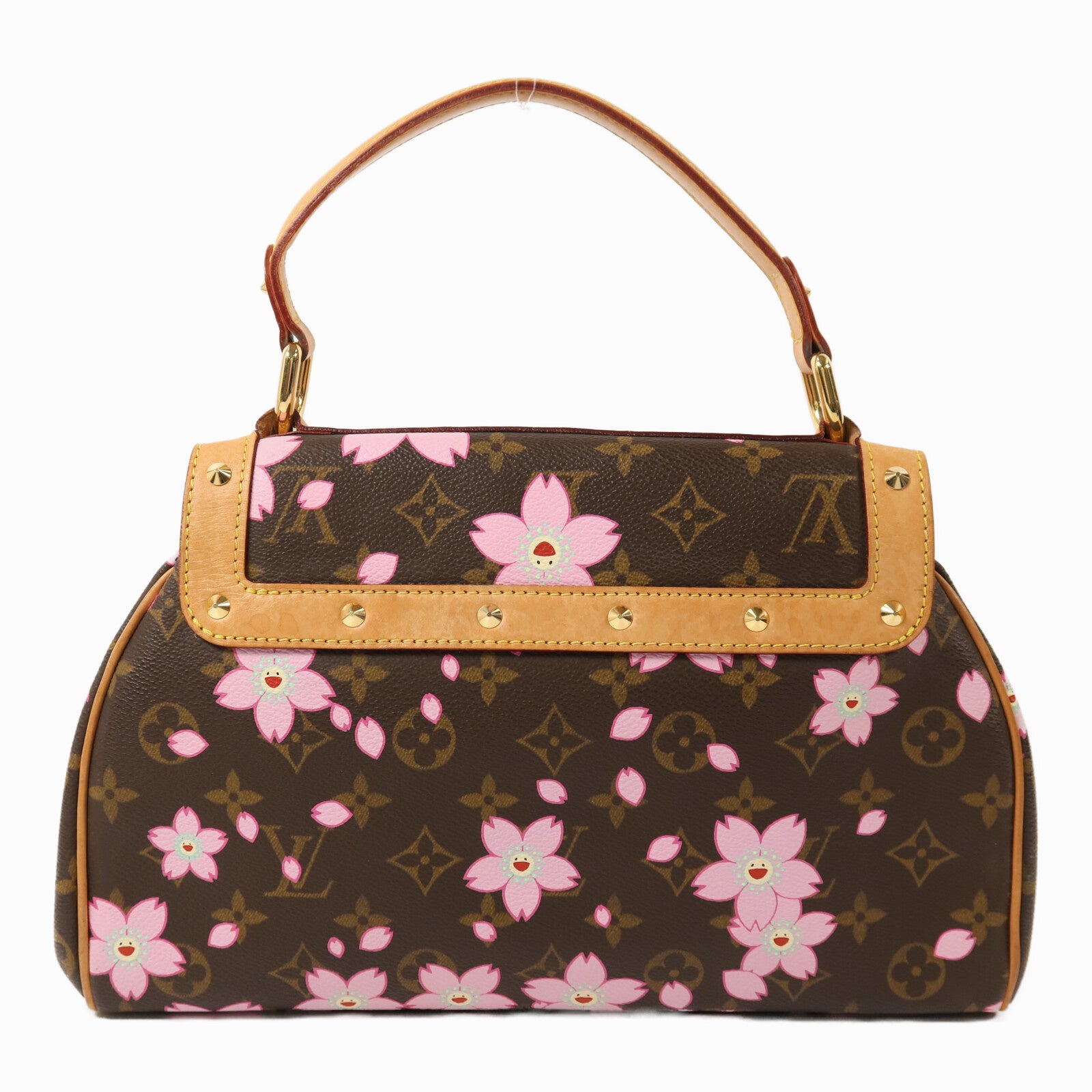 LOUIS VUITTON Monogram LV x TM Cherry Blossom Sac Retro PM金扣手挽袋