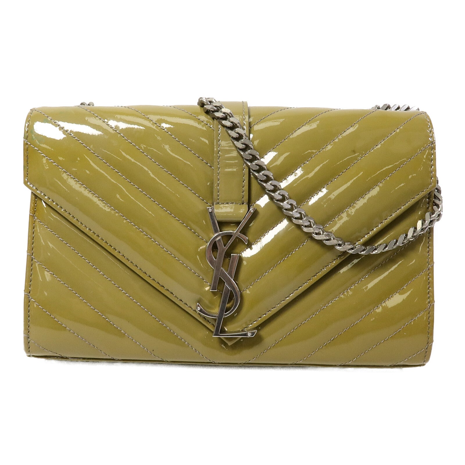 YVES SAINT LAURENT 漆皮皮革Shoulder Bag鏈帶肩背袋