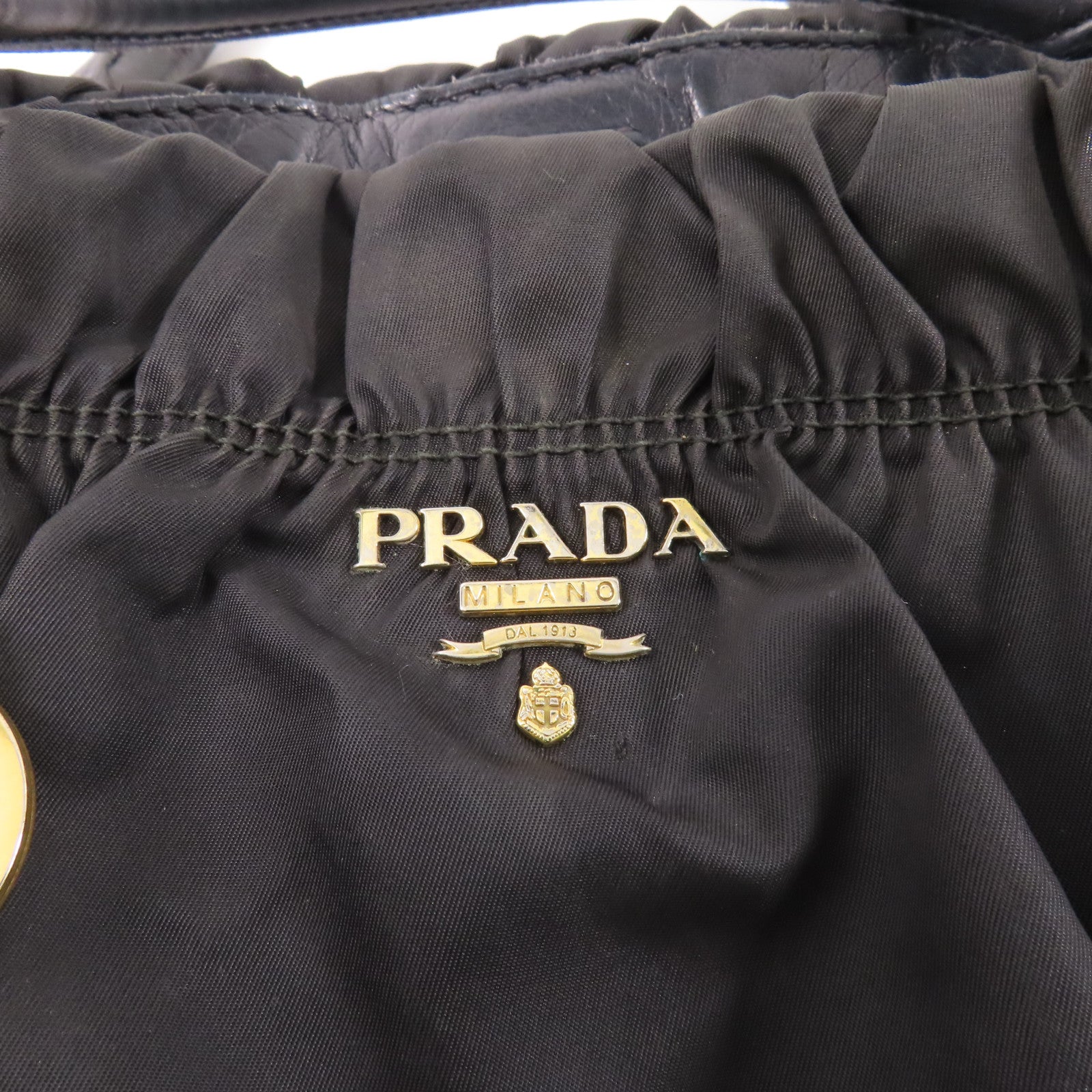 PRADA GHW 2 Way Shoulder Bag BN1791 Nylon/Lambskin Leather Black