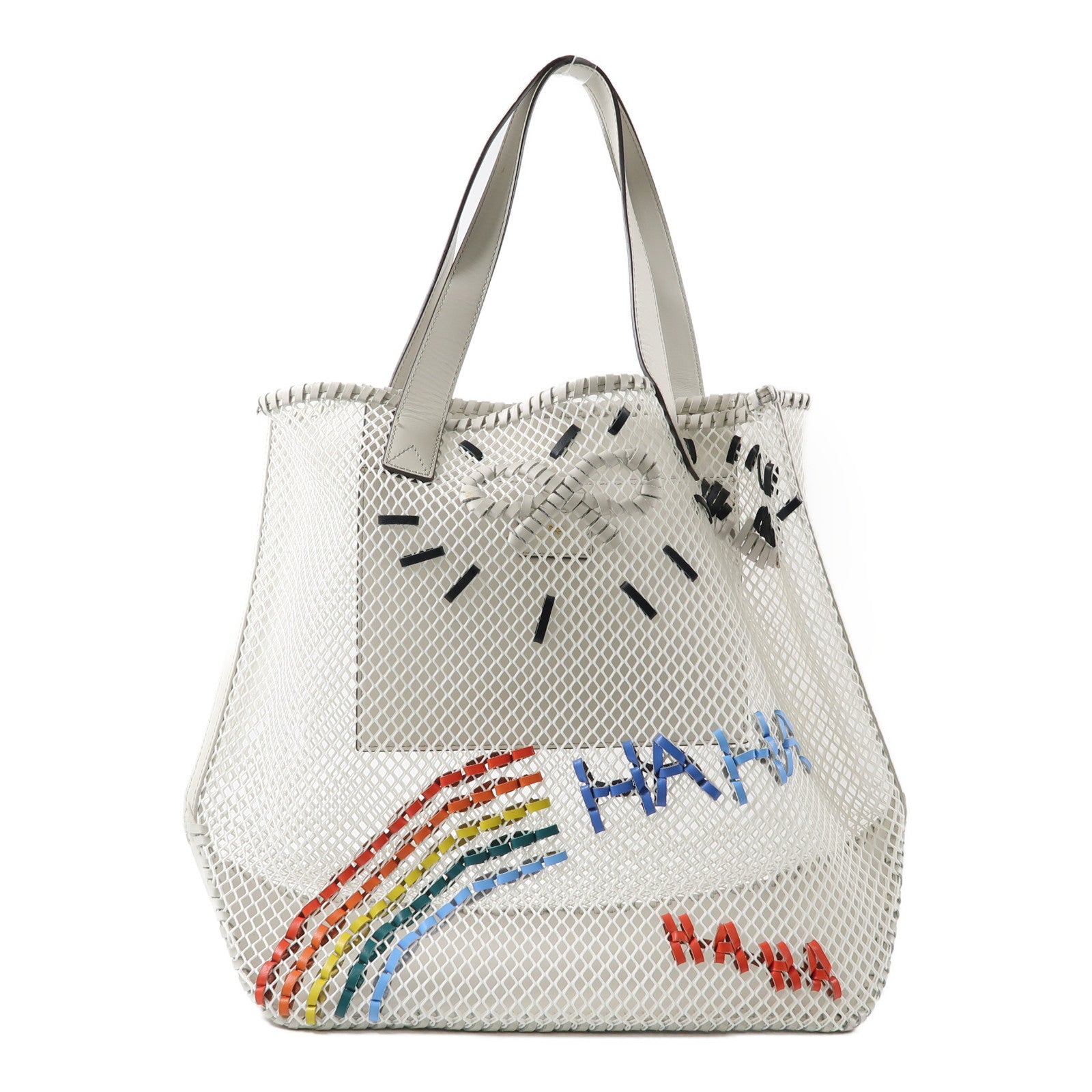 ANYA HINDMARCH 聚酯纖維/牛皮皮革Handbag手挽袋白色