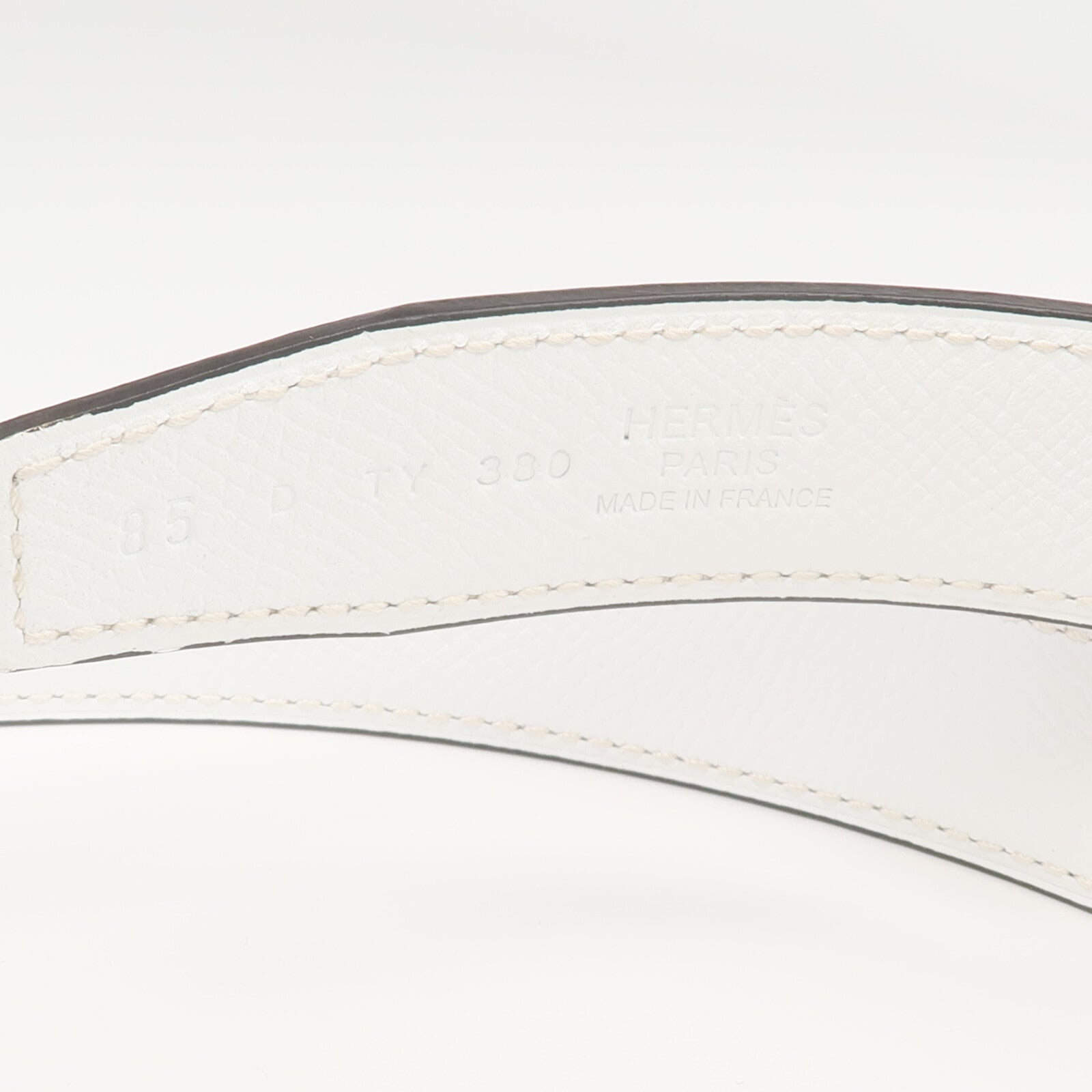 HERMES Swift/Epsom皮革Rivage Belt皮帶Etoupe/Blanc
