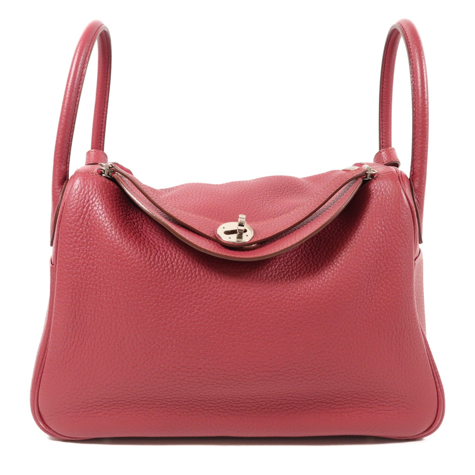 HERMES PHW Lindy 30 2Way Shoulder Hand Bag Clemence Leather Rubis