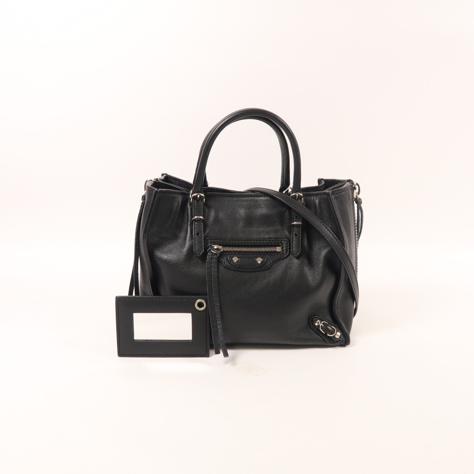 BALENCIAGA 牛皮皮革Papier Mini銀扣手挽肩背兩用袋