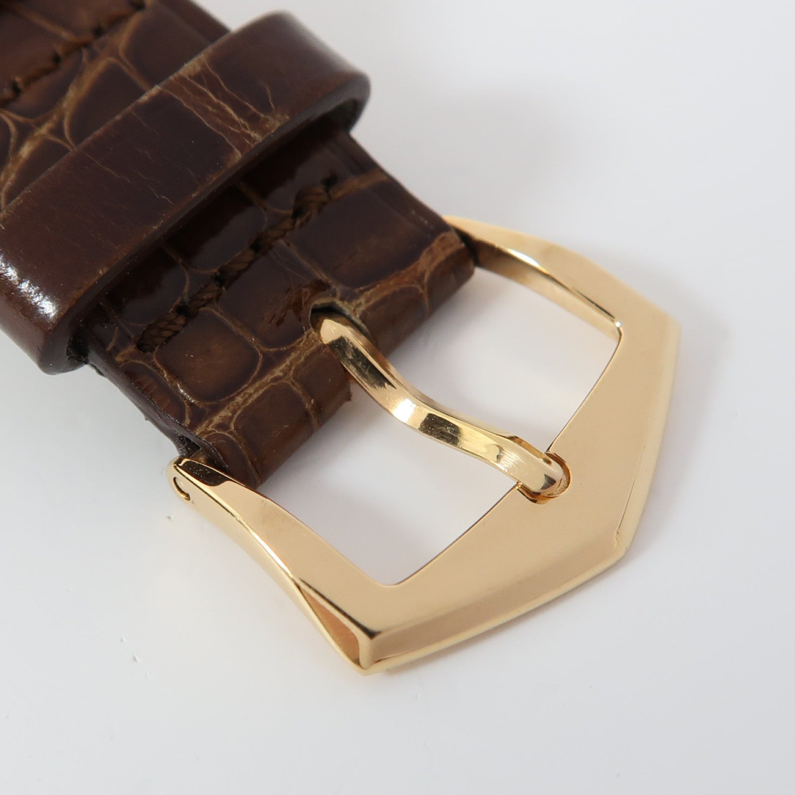 PATEK PHILIPPE Calatrava 18K玫瑰金/鱷魚皮革帶手錶手動上鏈灰色