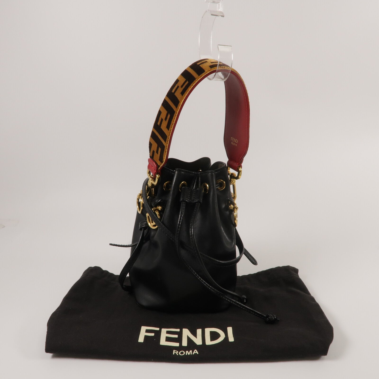 FENDI 牛皮皮革Mini Mon Tresor手挽肩背兩用袋
