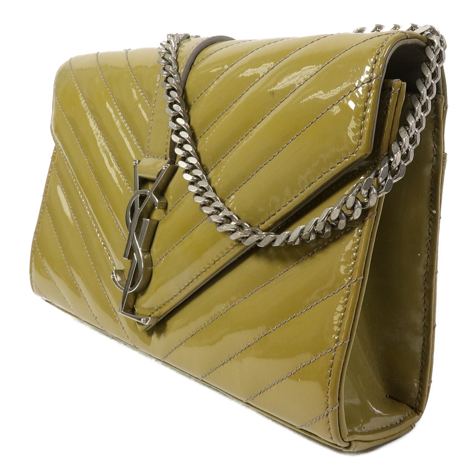 YVES SAINT LAURENT 漆皮皮革Shoulder Bag鏈帶肩背袋